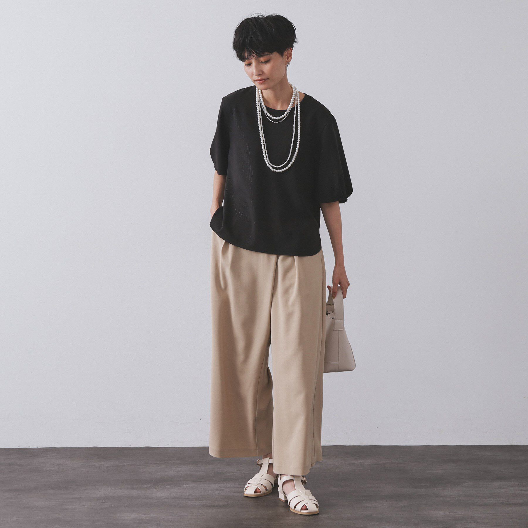 OPAQUE.CLIP「ラメストライプタックスリーブブラウス/セットアップ可【洗濯機洗い可/防シワ/吸水速乾】」|シャツ・ブラウス|