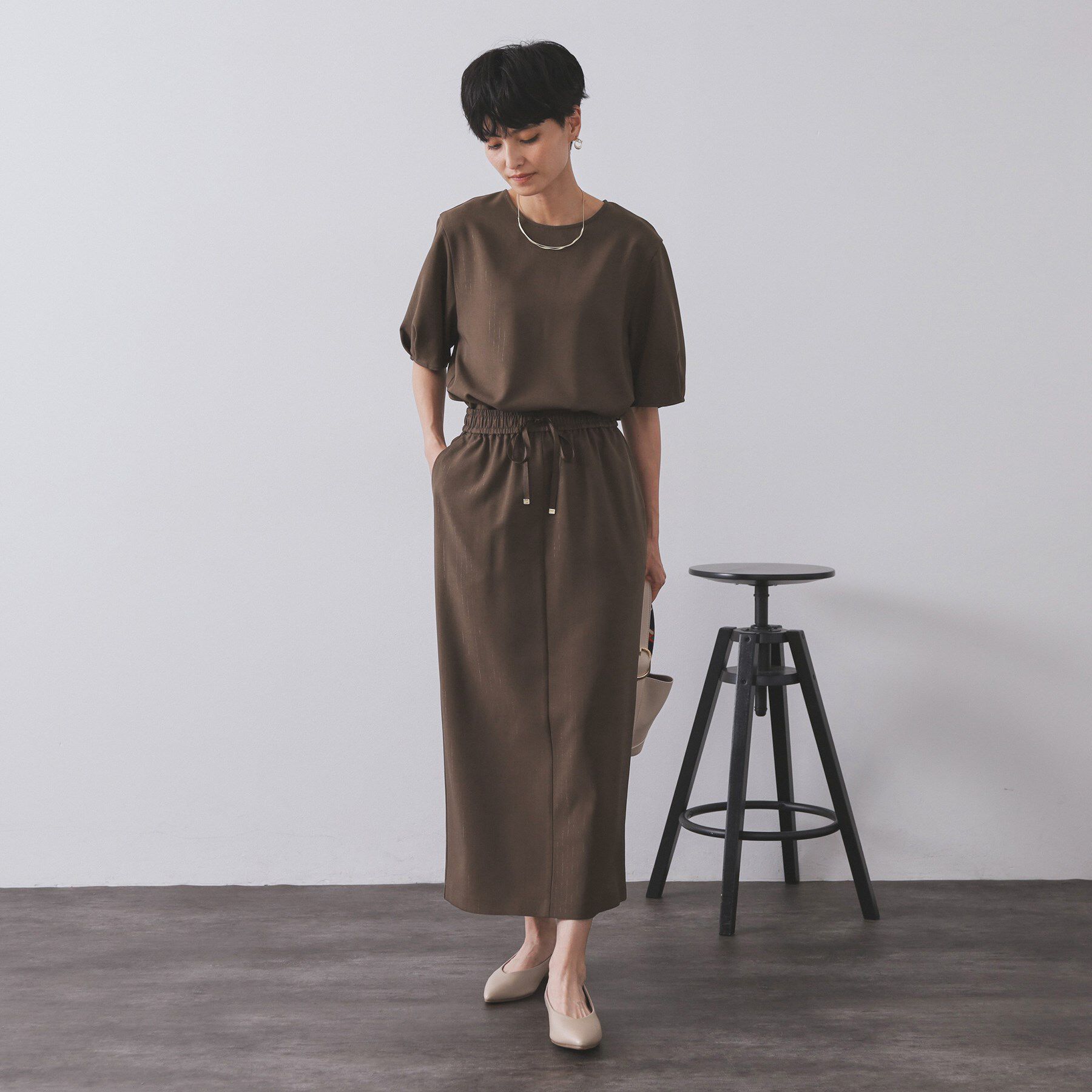 OPAQUE.CLIP「ラメストライプタックスリーブブラウス/セットアップ可【洗濯機洗い可/防シワ/吸水速乾】」|シャツ・ブラウス|