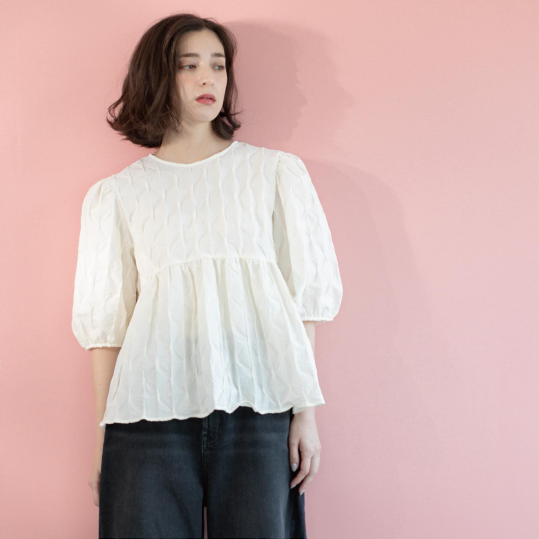 OPAQUE.CLIP「ふくれジャカードペプラムブラウス【洗濯機洗い可】」|シャツ・ブラウス|