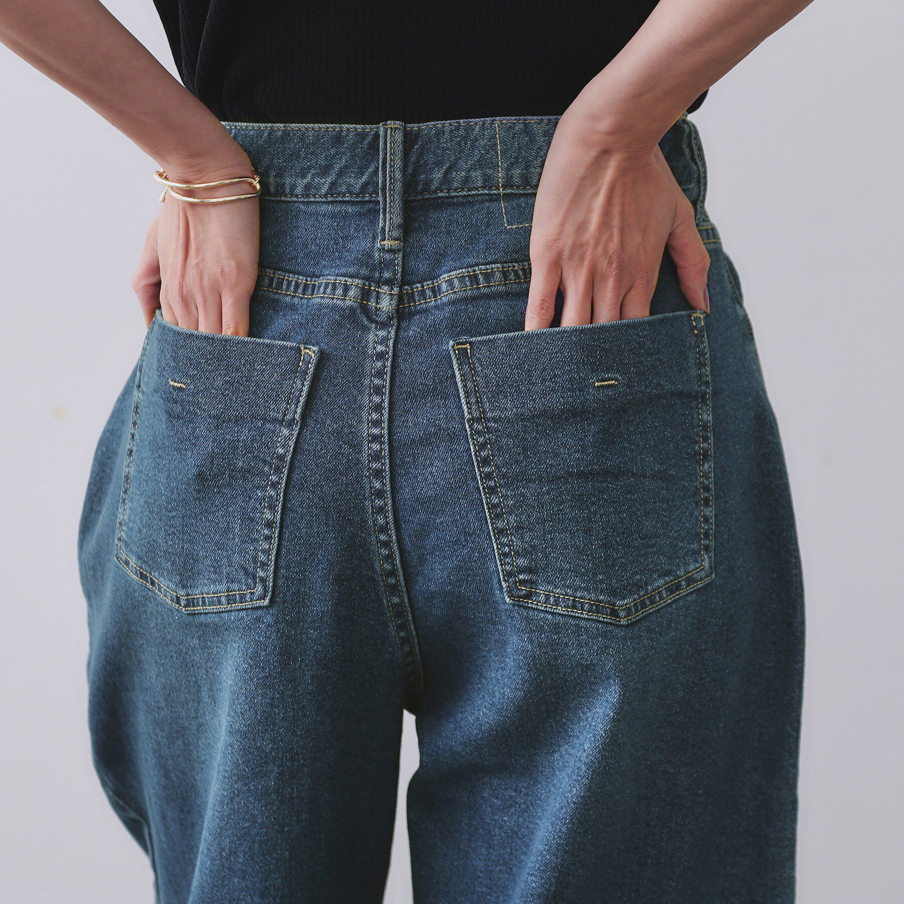 OPAQUE.CLIP「ストレッチバレルレッグデニム【洗濯機洗い可】」|デニム|