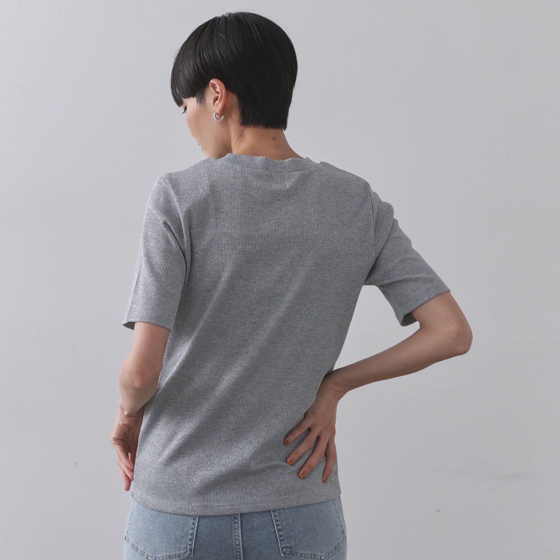 OPAQUE.CLIP「ラメリブカットソー【洗濯機洗い可】」|Tシャツ・カットソー|