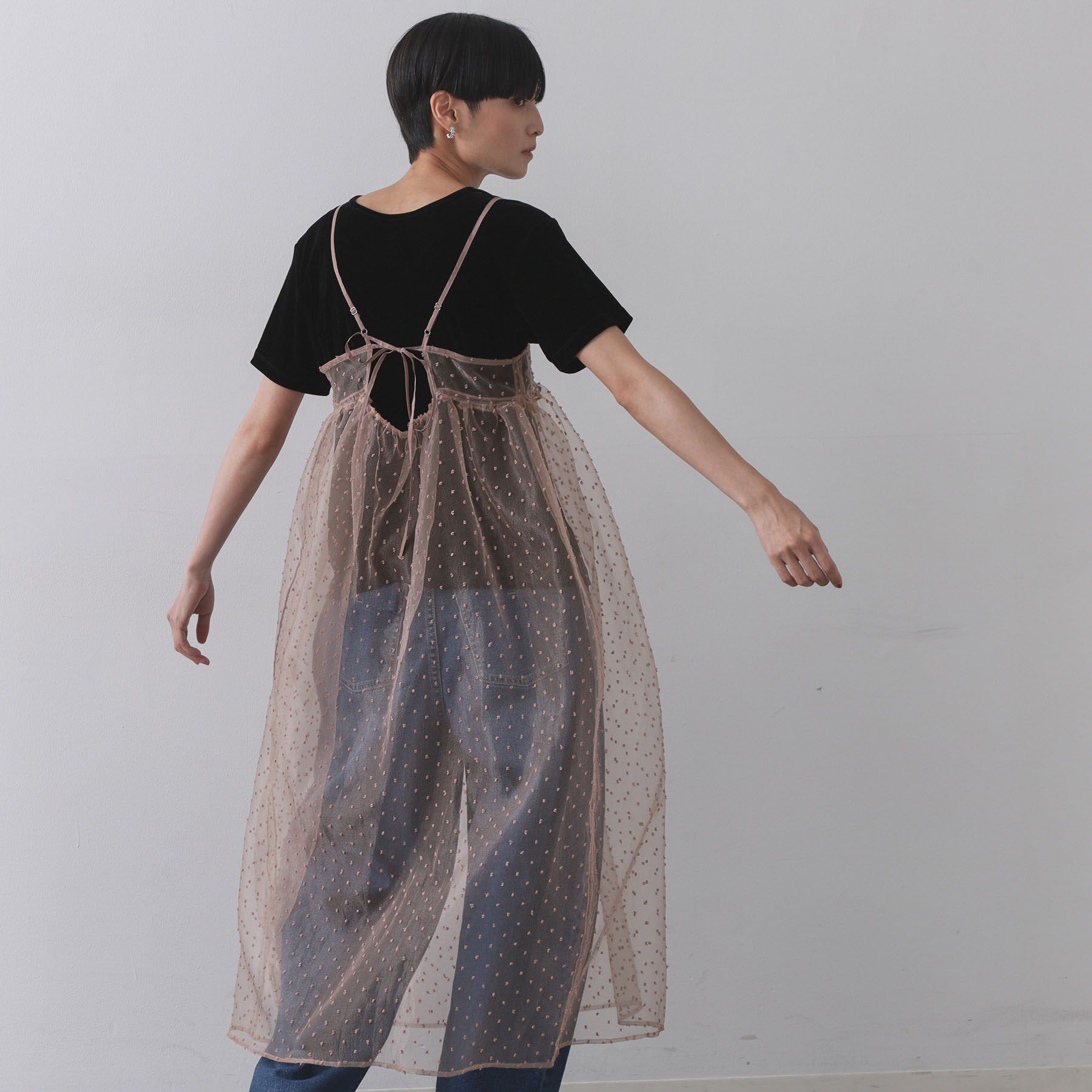 OPAQUE.CLIP「シアードットレイヤードキャミワンピース【洗濯機洗い可】」|ワンピース|