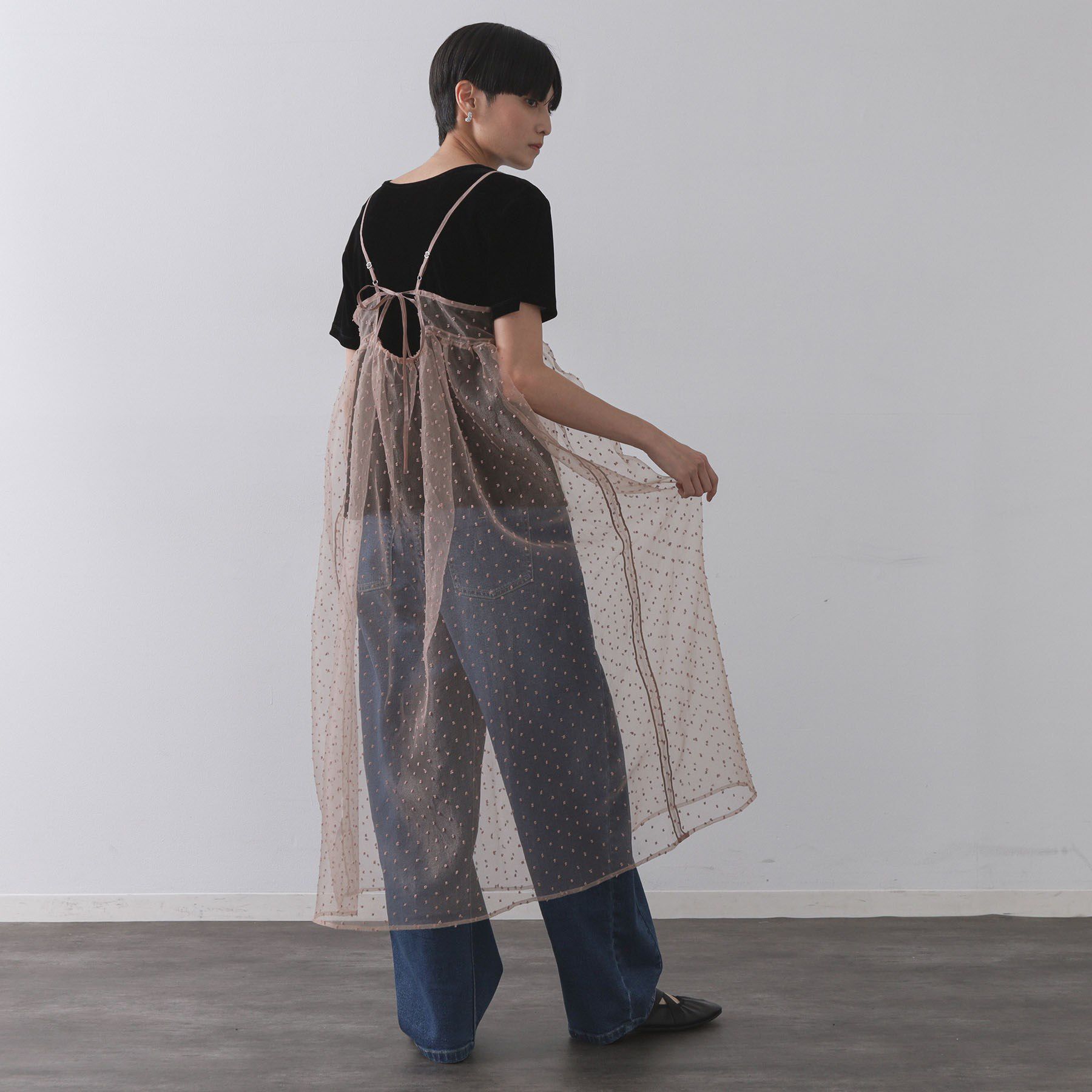 OPAQUE.CLIP「シアードットレイヤードキャミワンピース【洗濯機洗い可】」|ワンピース|