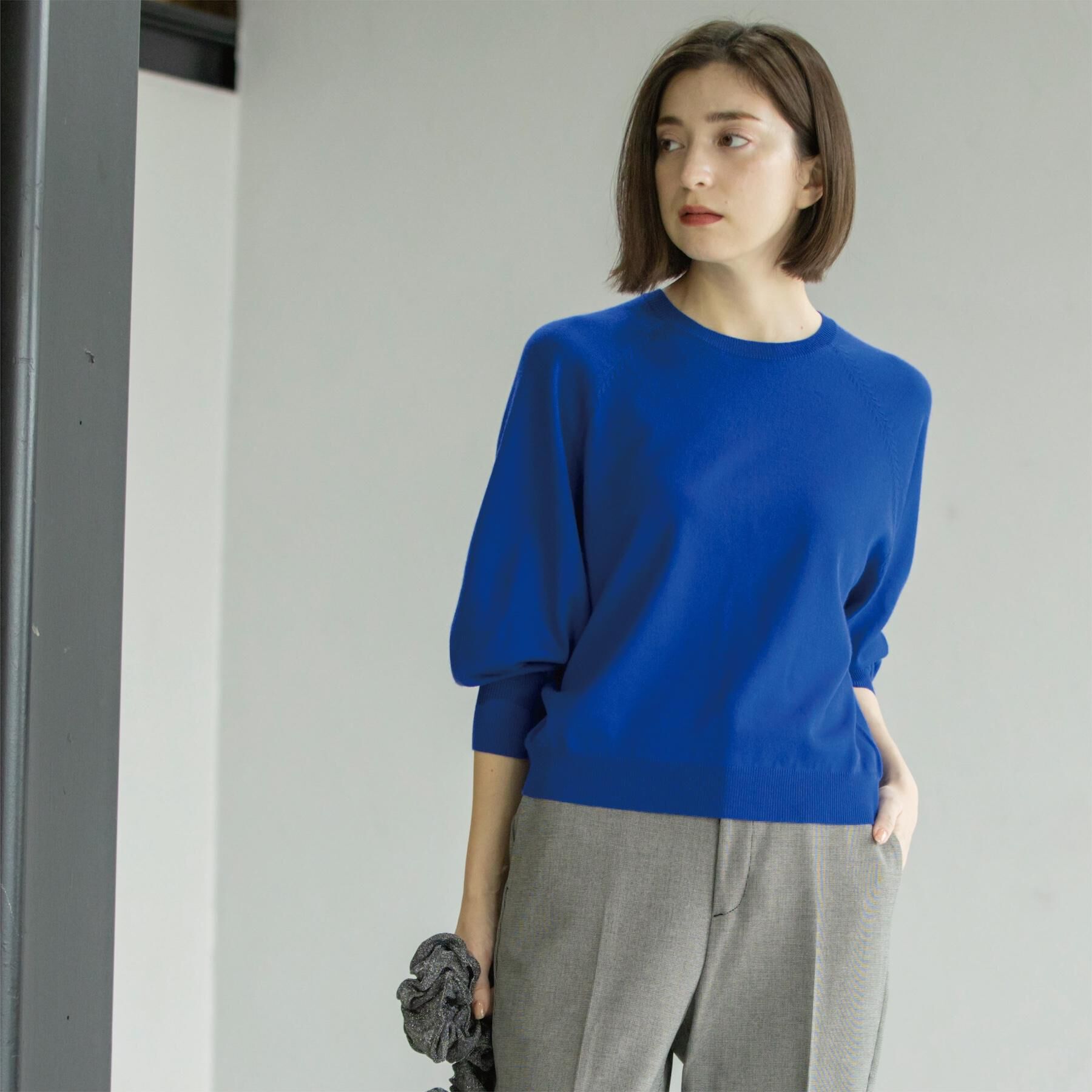 OPAQUE.CLIP「ラグランクルーネックニット/エクストラファインメリノウール【THEシリーズ/洗濯機OK】」|ニット・セーター|