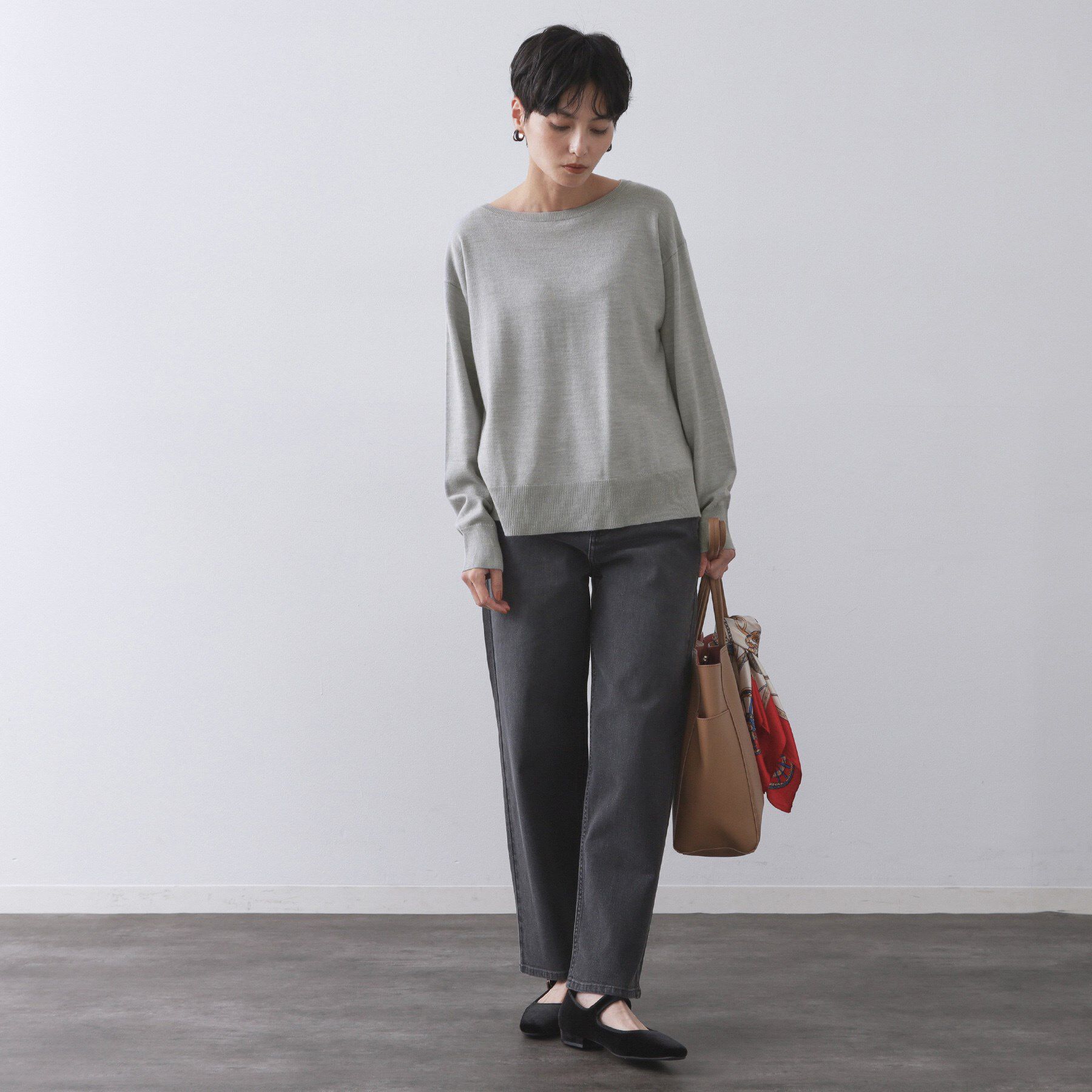 OPAQUE.CLIP「ボートネックニット/エクストラファインメリノウール【THEシリーズ/洗濯機OK】」|ニット・セーター|
