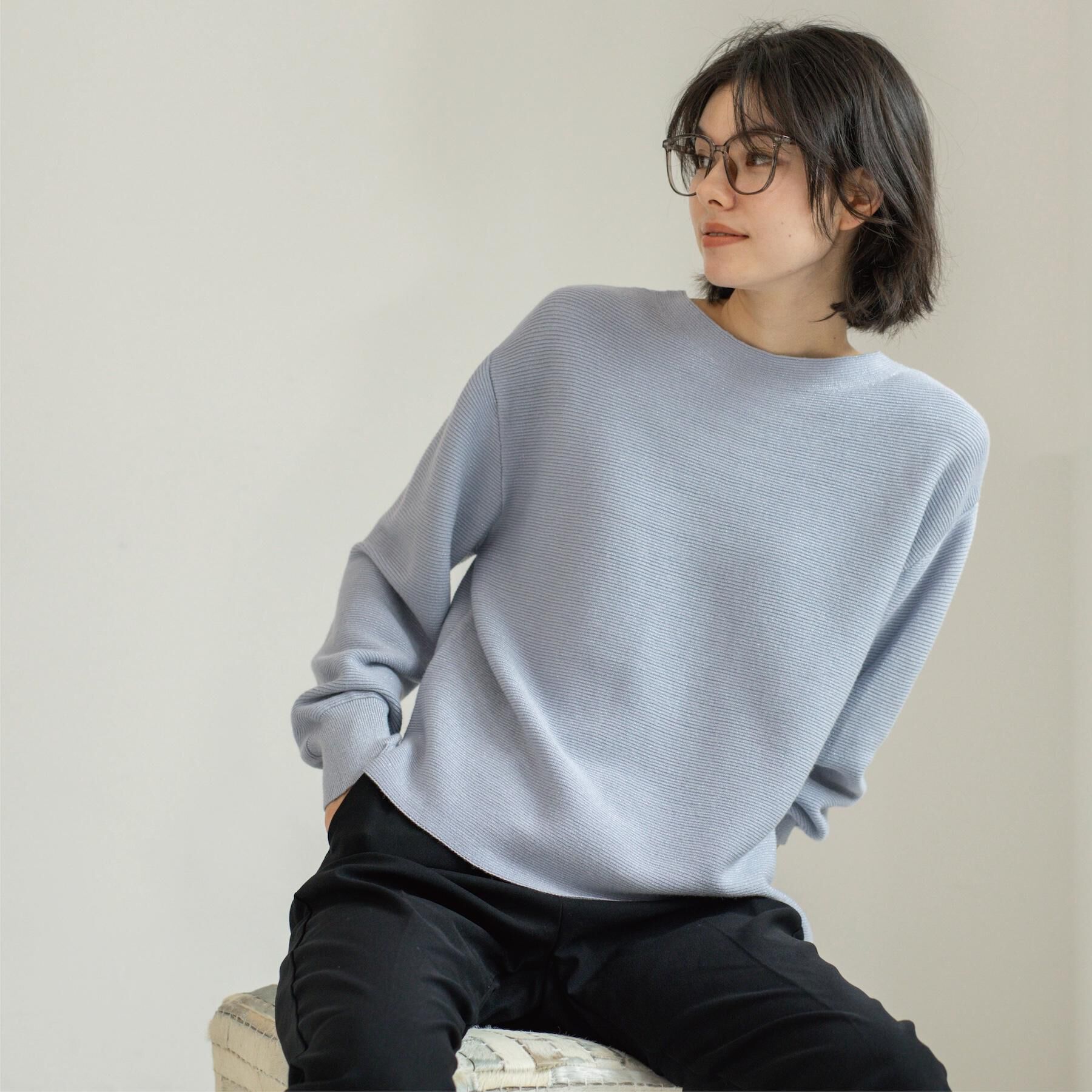 OPAQUE.CLIP「ラメガーターボートネックニット【洗濯機OK】」|ニット・セーター|