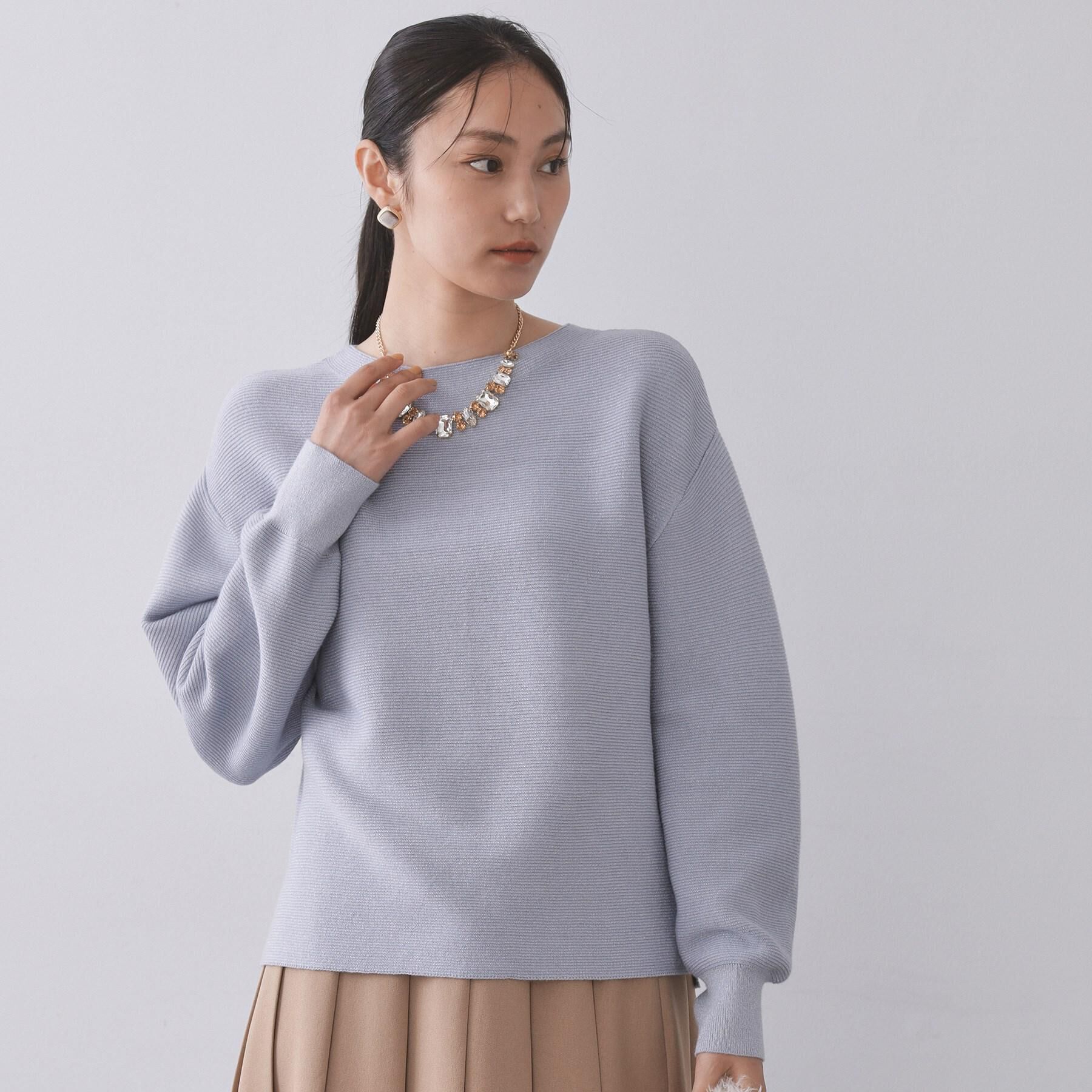 OPAQUE.CLIP「ラメガーターボートネックニット【洗濯機OK】」|ニット・セーター|