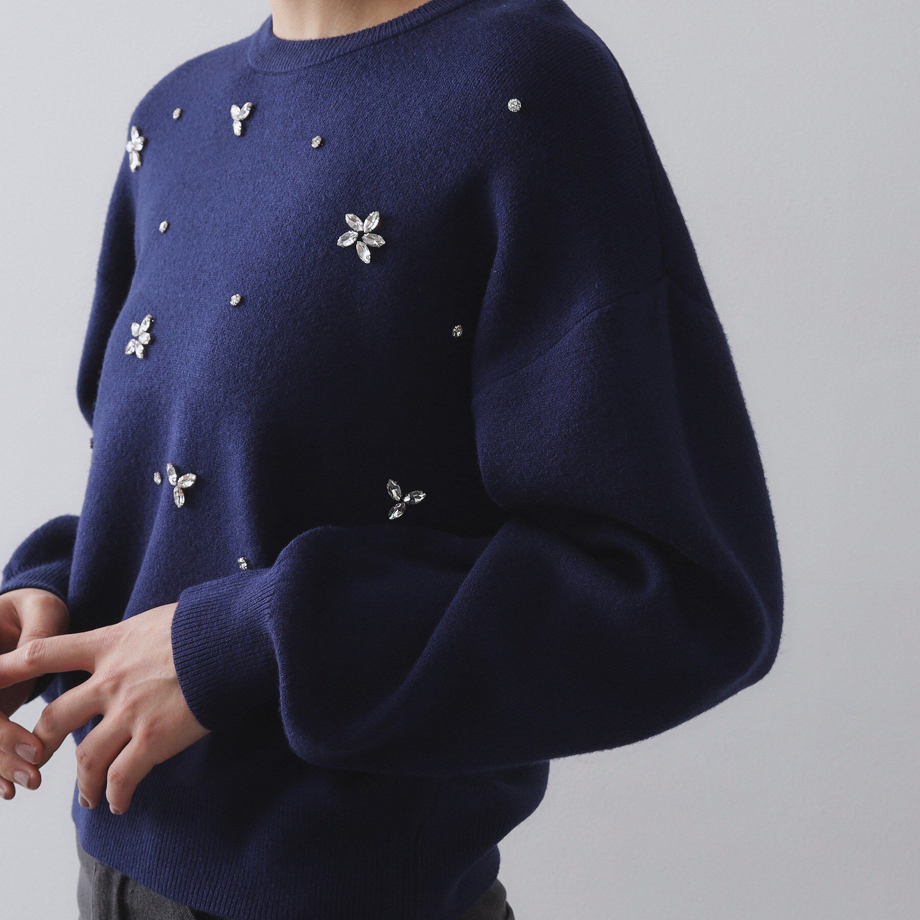 OPAQUE.CLIP「ビジューニットトップス【洗える】」|ニット・セーター|