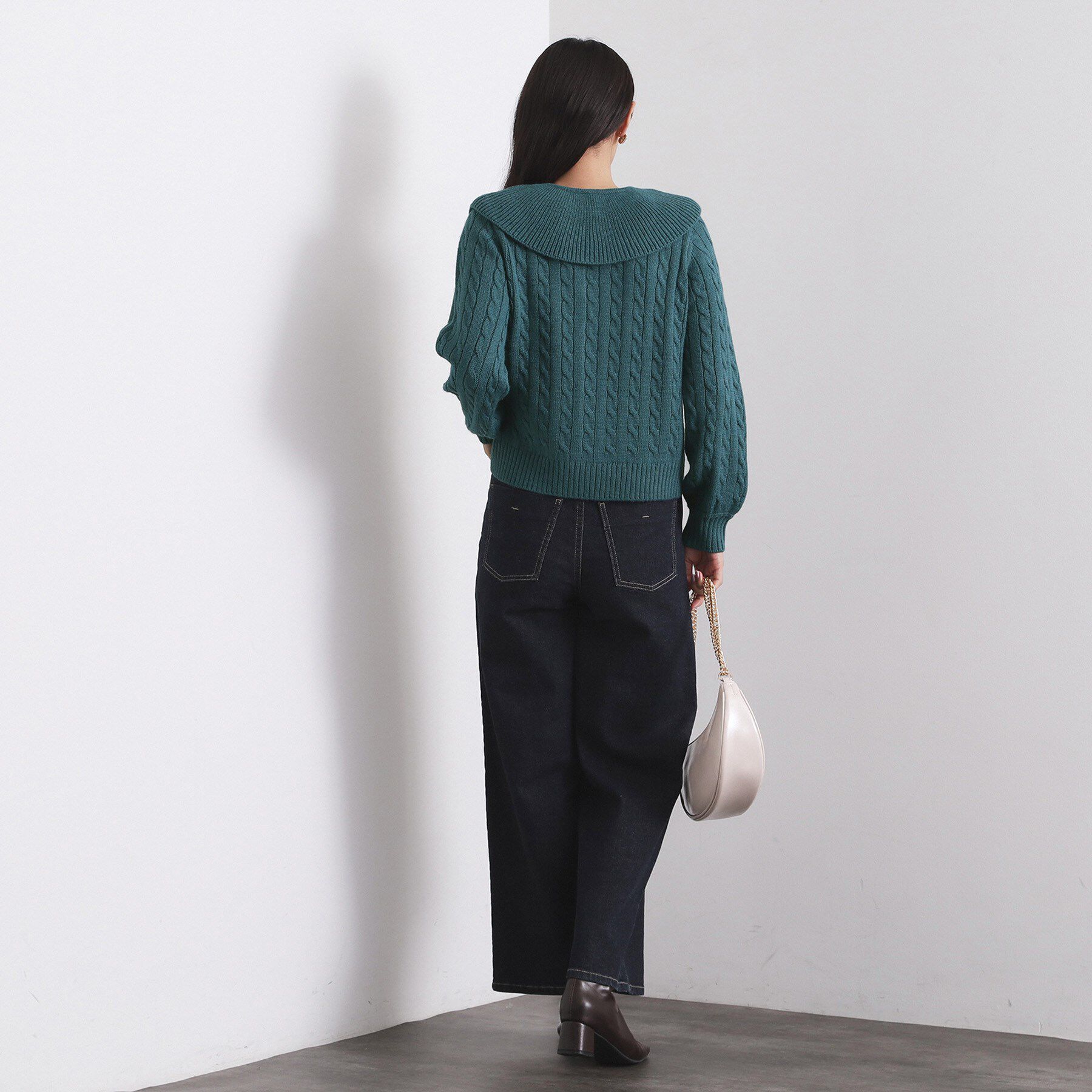 OPAQUE.CLIP「ビック襟ケーブルニット【洗濯機OK／抗ピル】」|ニット・セーター|