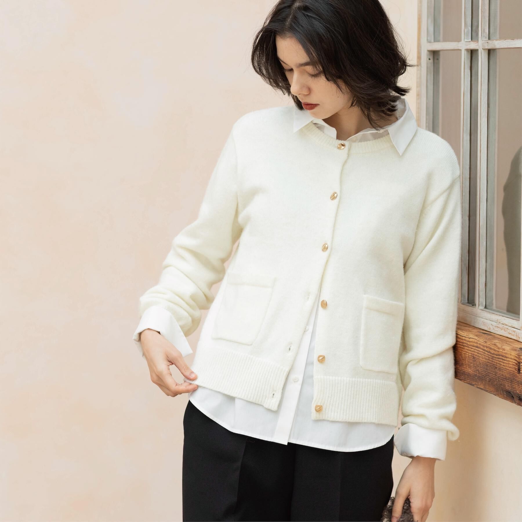 OPAQUE.CLIP「金ボタンラメニットカーディガン【洗濯機OK】」|カーディガン|
