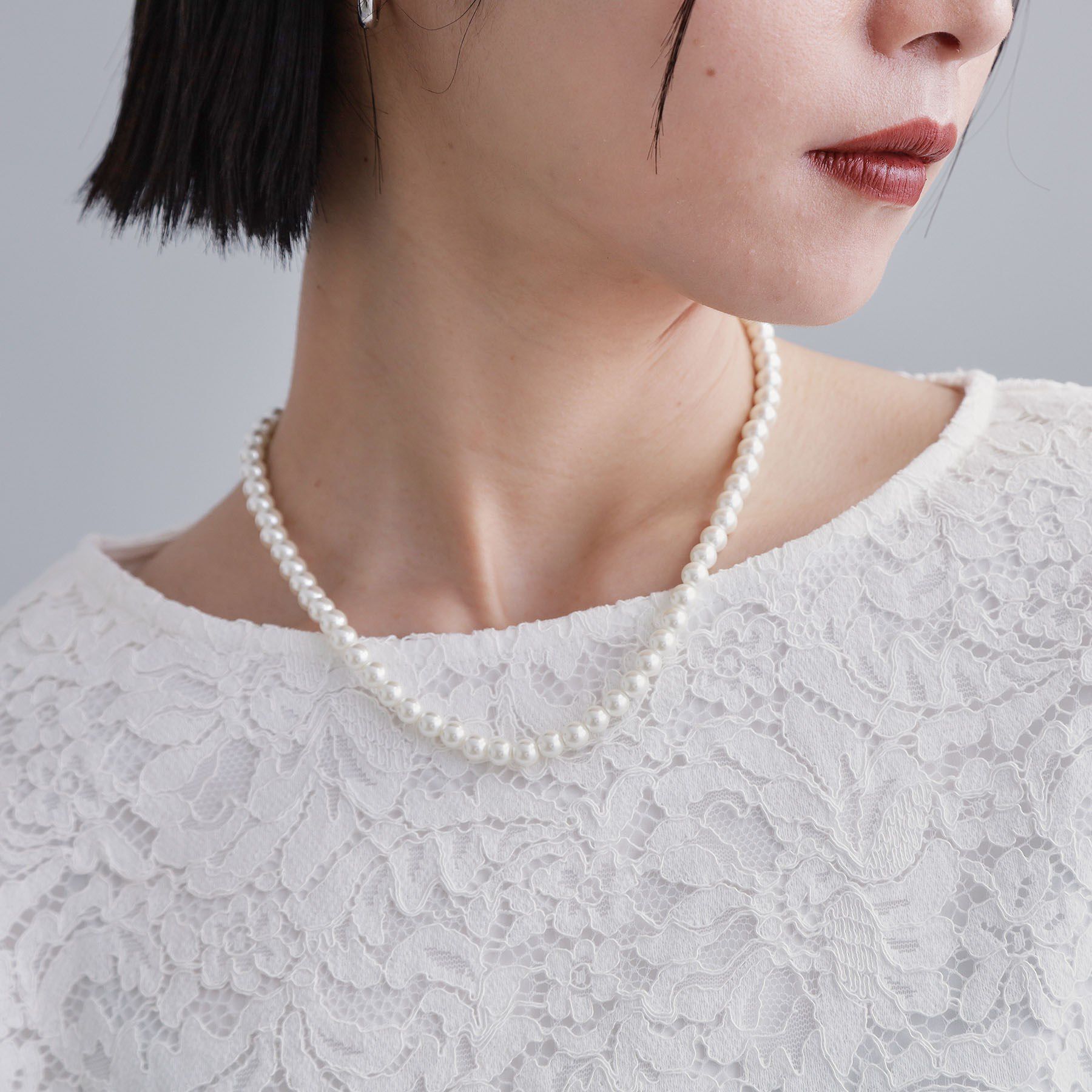 OPAQUE.CLIP「ガラスパールショートネックレス」|ネックレス|