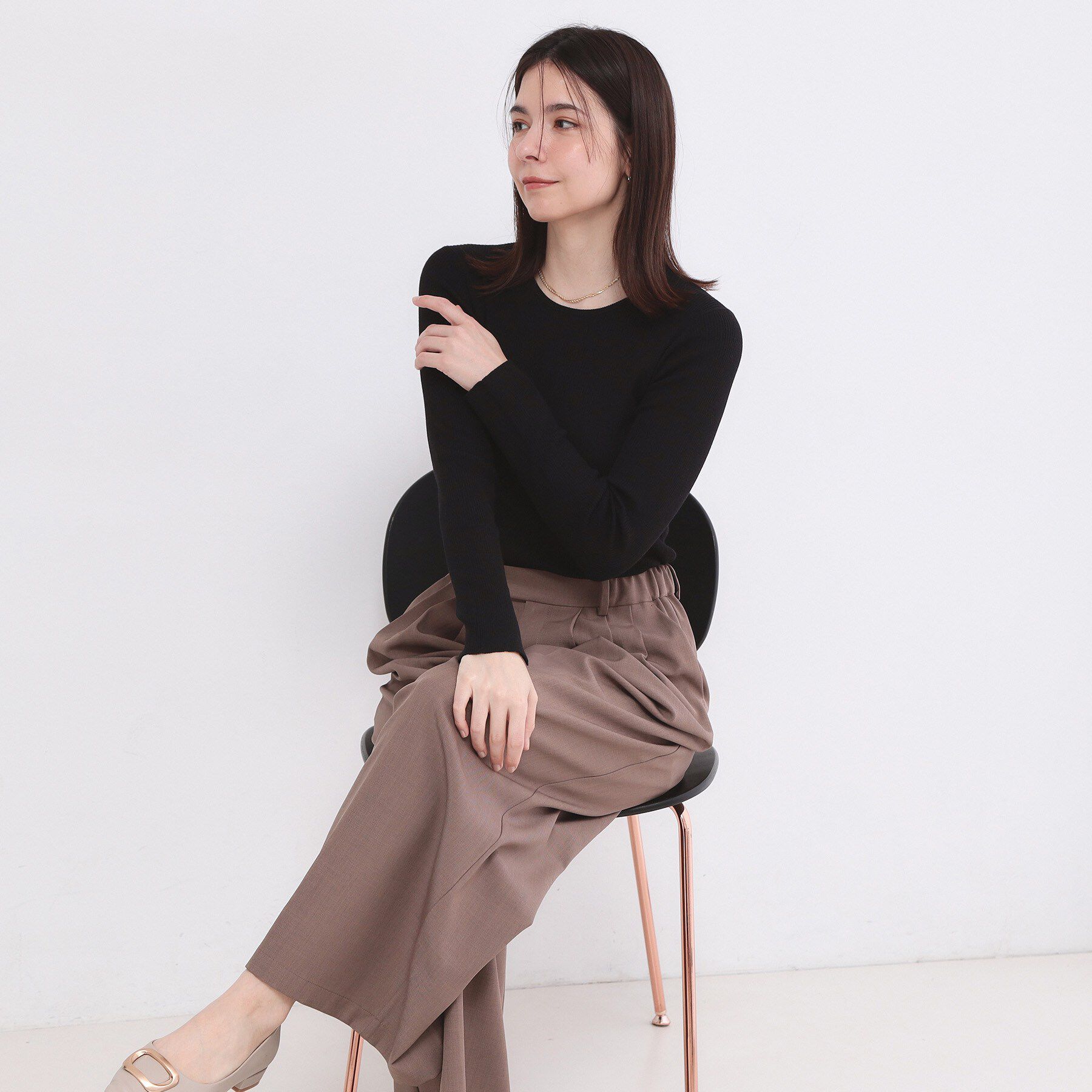 OPAQUE.CLIP「ラメリブニット【洗濯機OK】」|ニット・セーター|