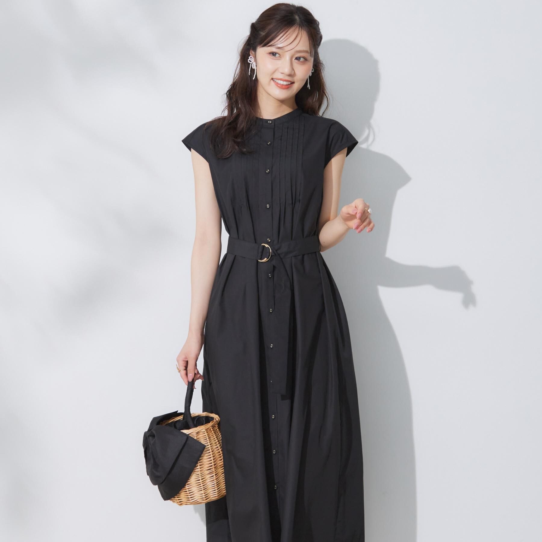 Couture broach「【Aライン・細見え】フロントタックシャツワンピース」|ワンピース|