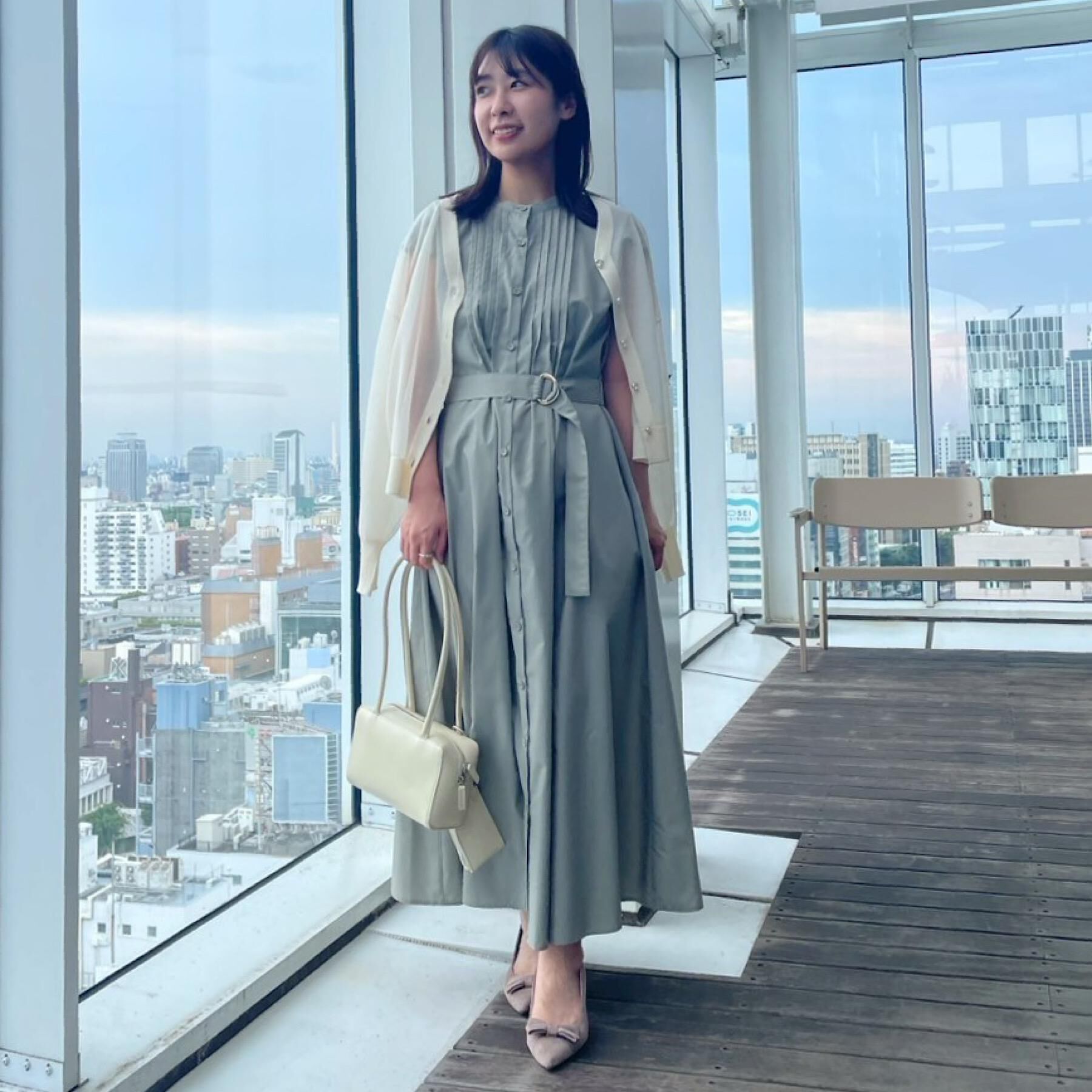 Couture broach「【Aライン・細見え】フロントタックシャツワンピース」|ワンピース|