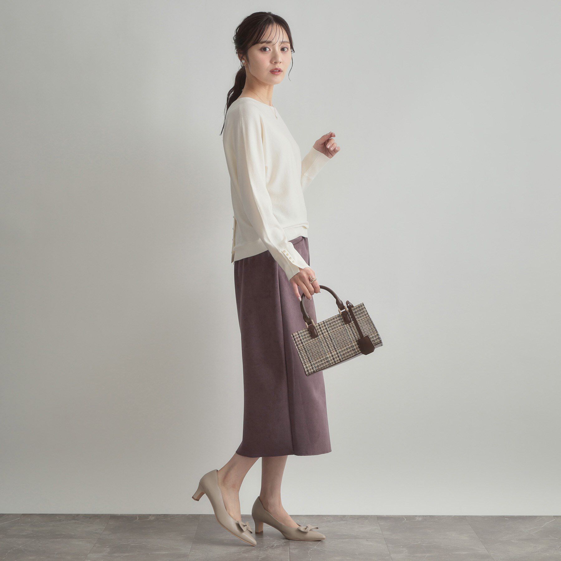 Couture broach「【洗える・ストレッチ・通勤】スエード調ダンボールIラインスカート」|スカート|
