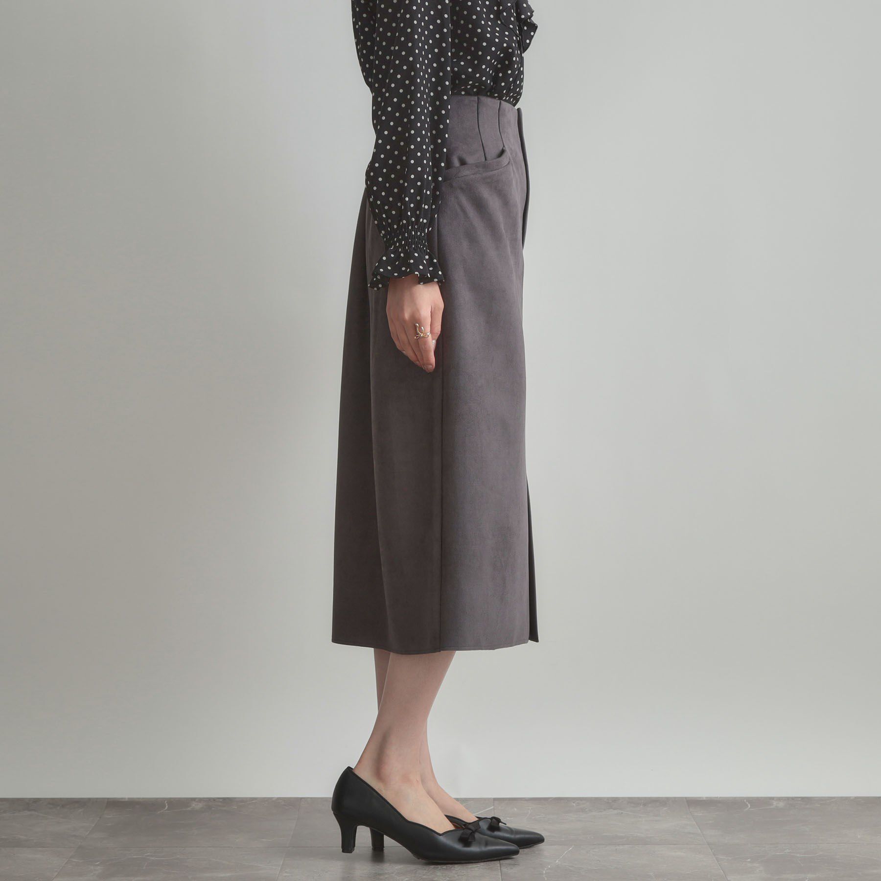 Couture broach「【洗える・ストレッチ・通勤】スエード調ダンボールIラインスカート」|スカート|