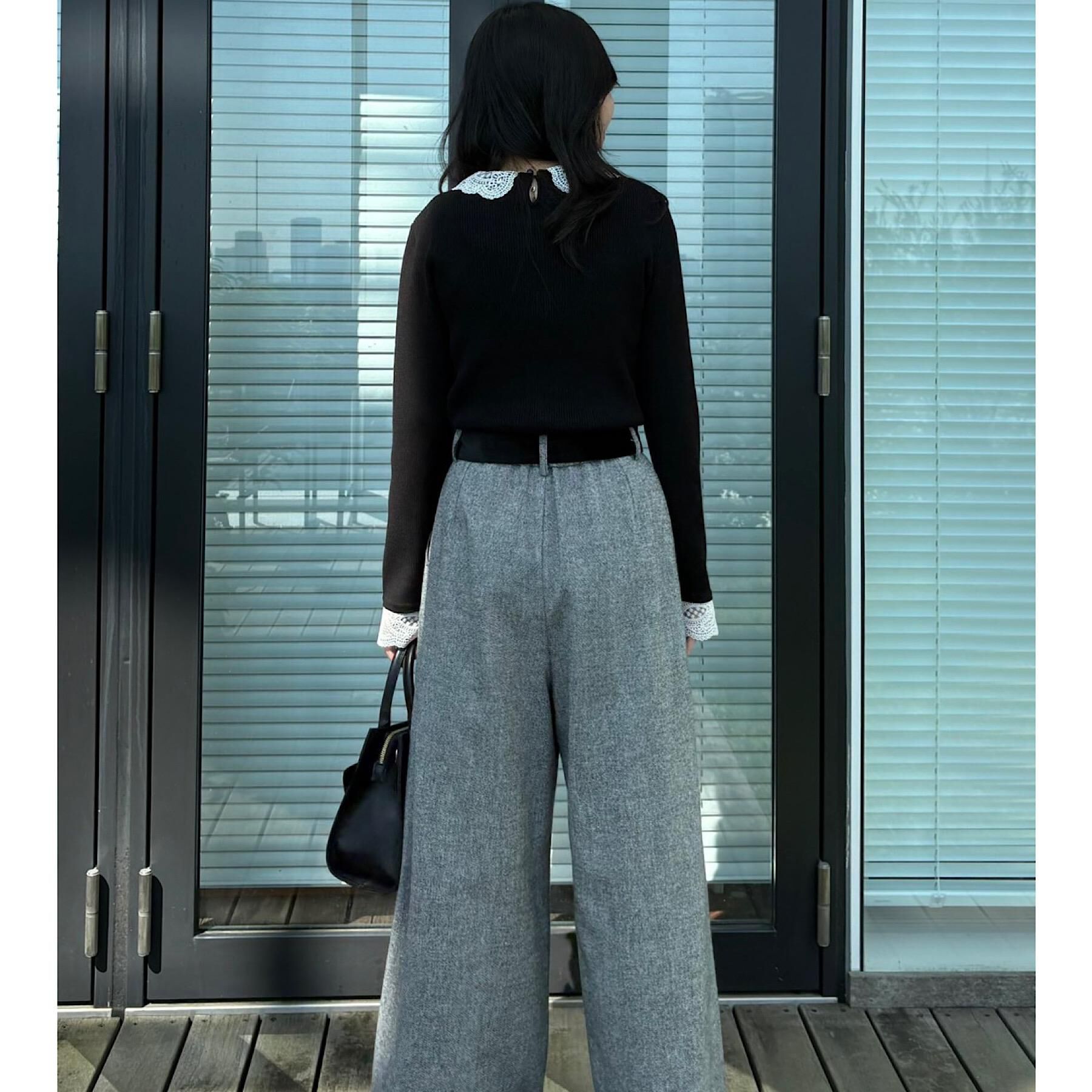 Couture broach「【着映え・フェミニン・通勤】レース衿カフス付きリブニット」|ニット・セーター|