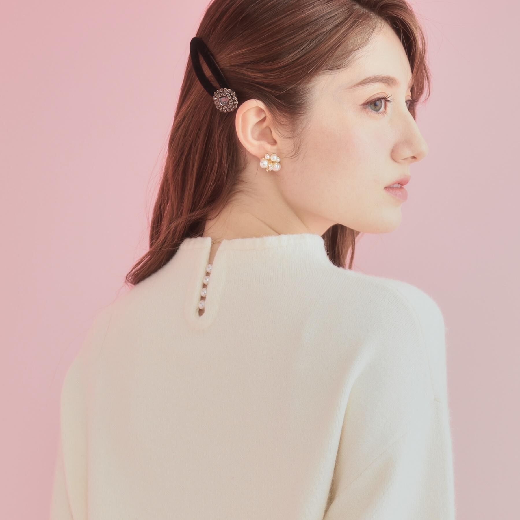 Couture broach「【ゆるふわ・通勤】リッシュアンゴラ バックパール調ニット」|ニット・セーター|オフホワイト(003