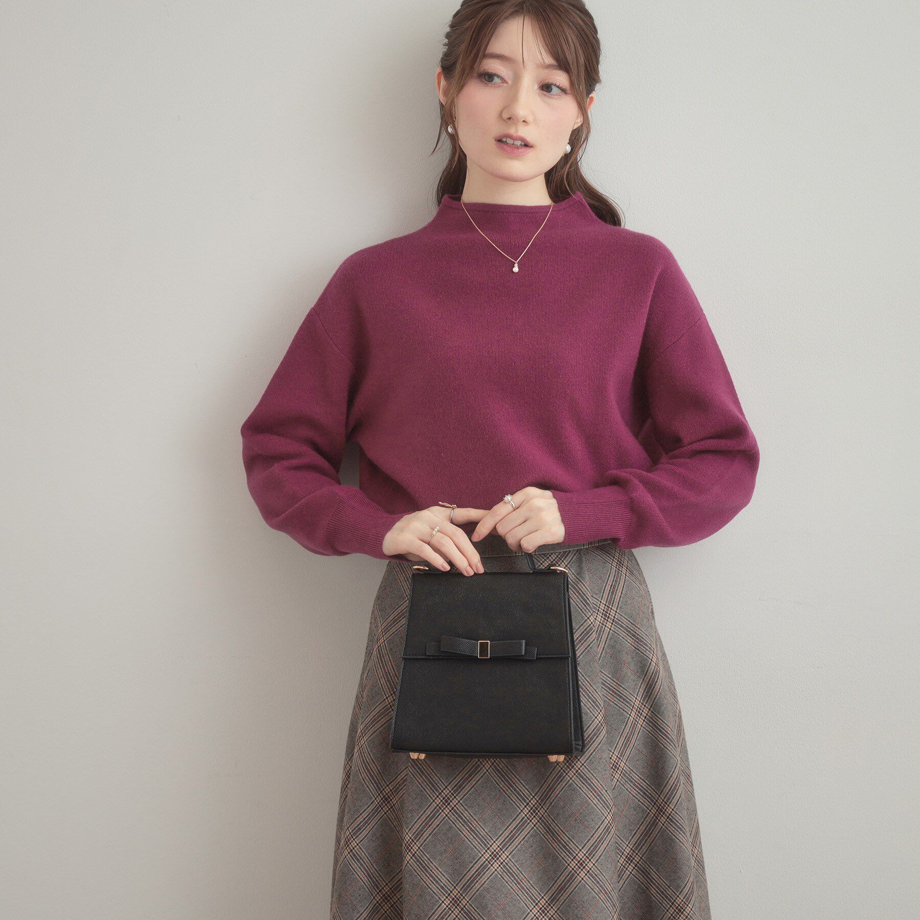 Couture broach「【ゆるふわ・通勤】リッシュアンゴラ バックパール調ニット」|ニット・セーター|