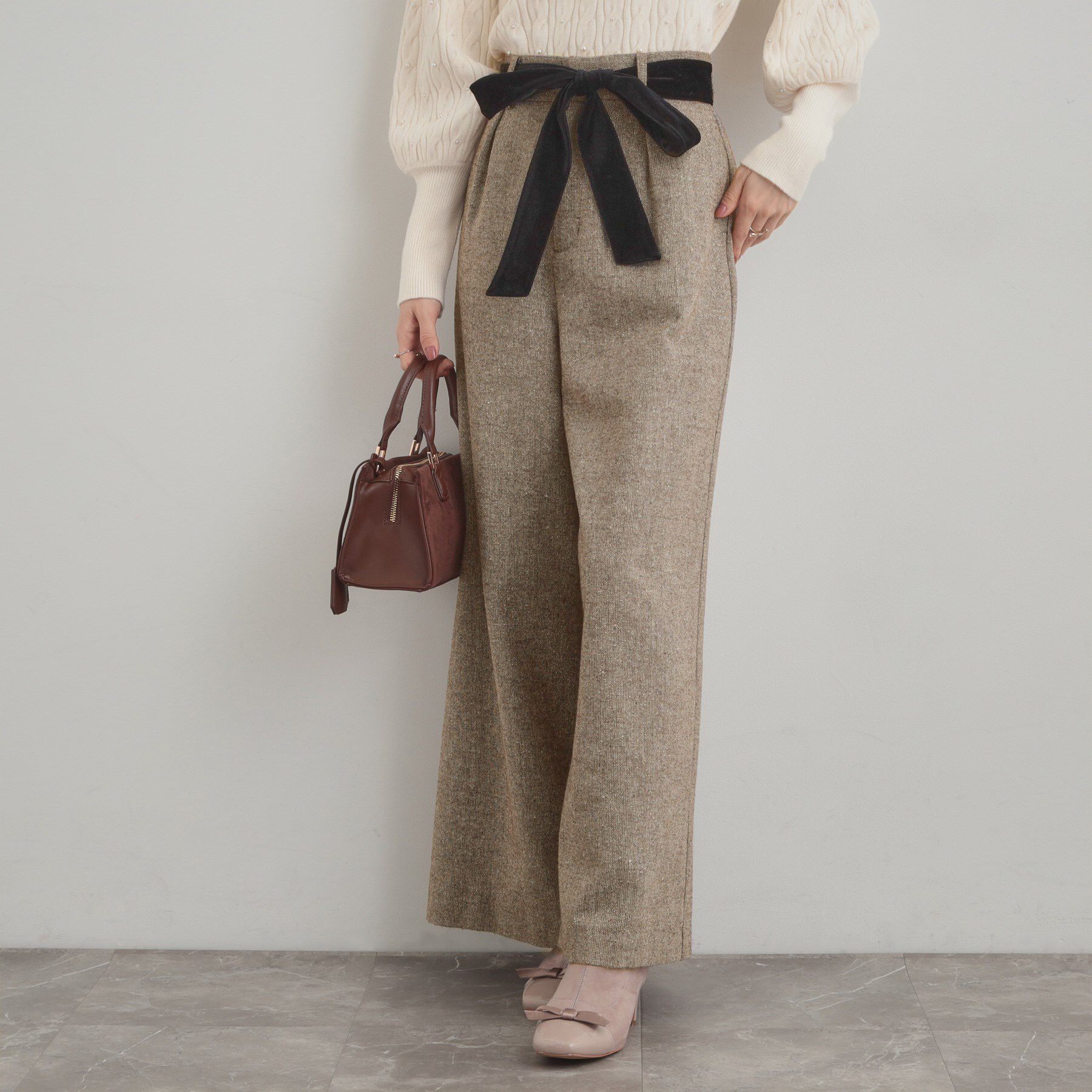 Couture broach「【上品華やか・通勤】ラメツイード ワイドパンツ」|その他|