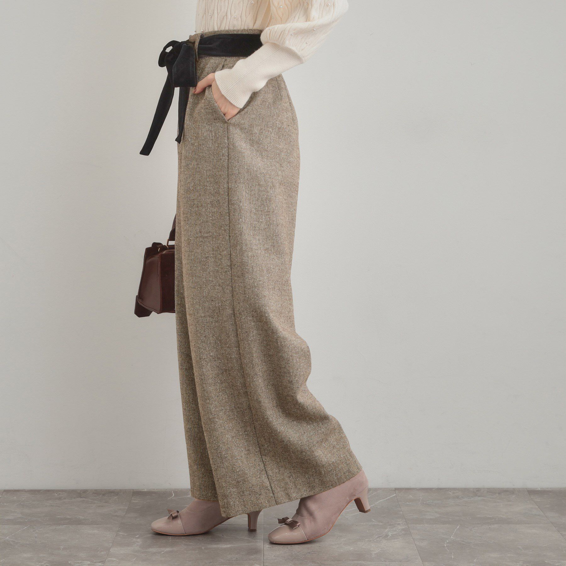 Couture broach「【上品華やか・通勤】ラメツイード ワイドパンツ」|その他|