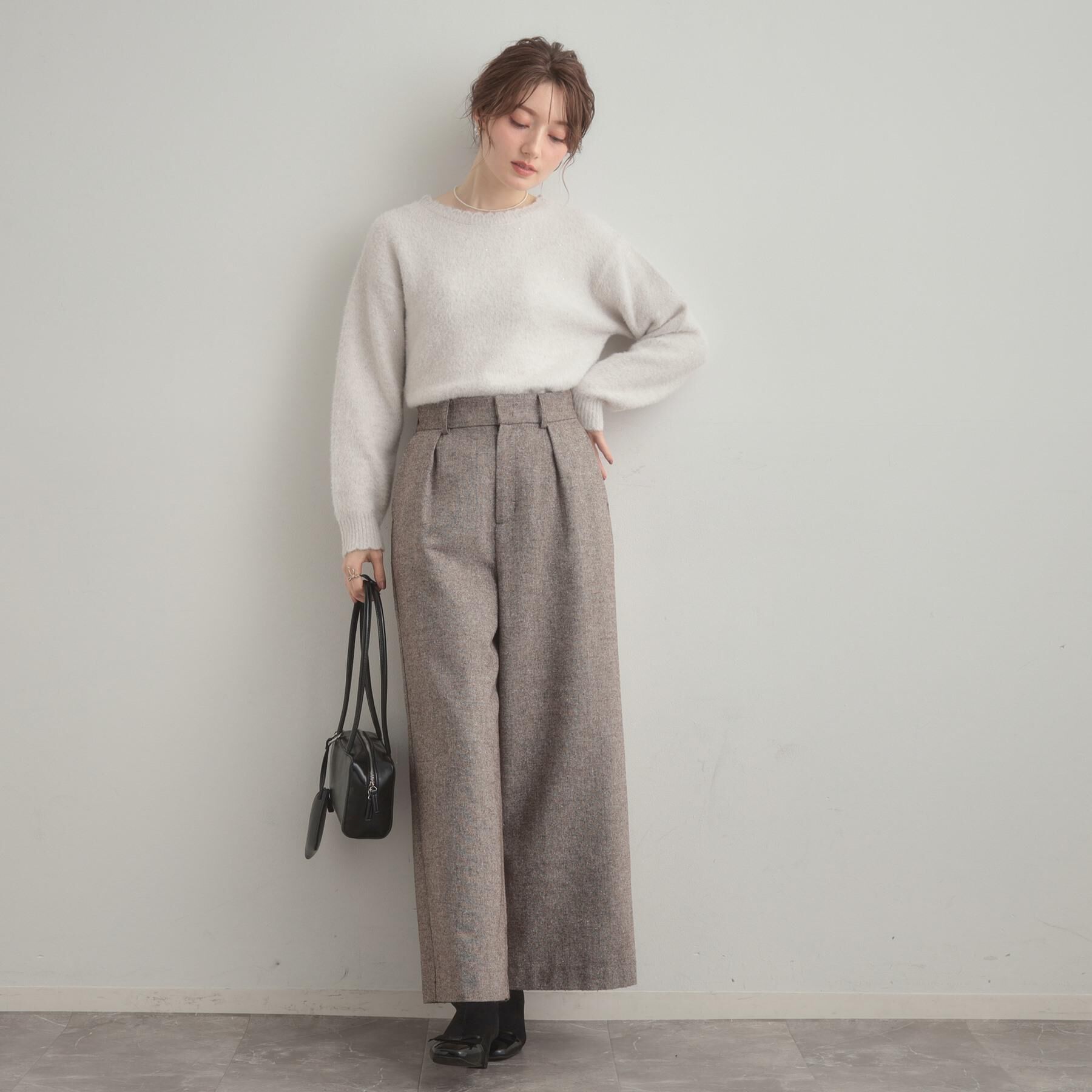 Couture broach「【上品華やか・通勤】ラメツイード ワイドパンツ」|その他|