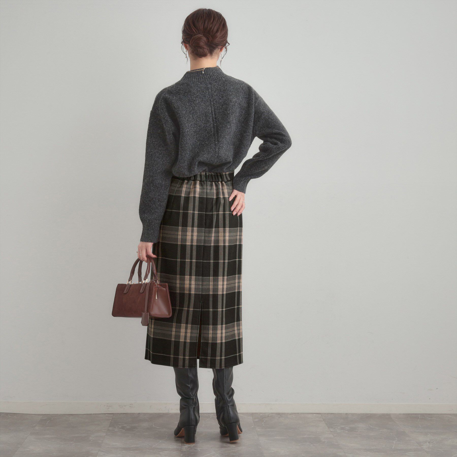 Couture broach「【洗える/微起毛】Iライン チェックスカート」|スカート|