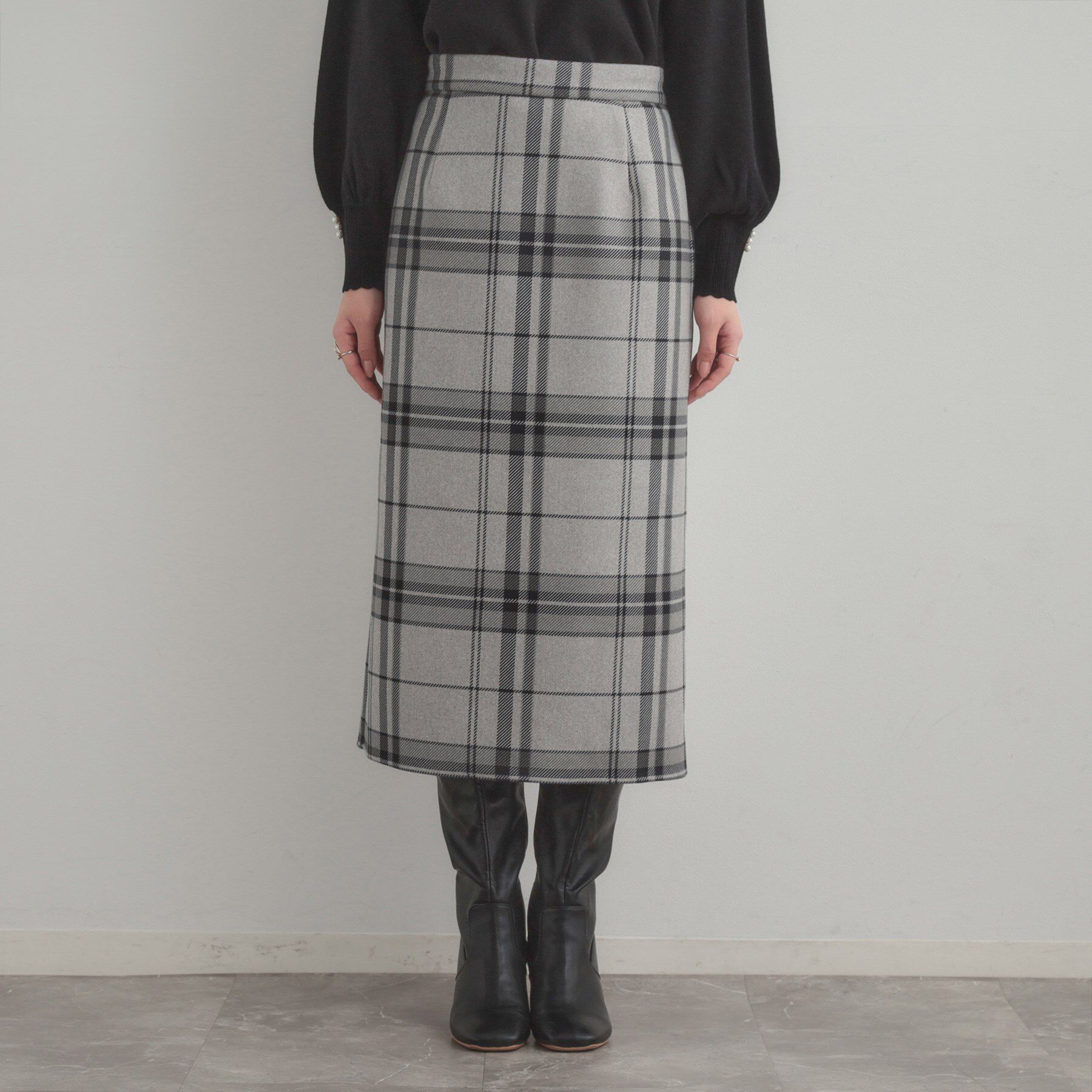 Couture broach「【洗える/微起毛】Iライン チェックスカート」|スカート|