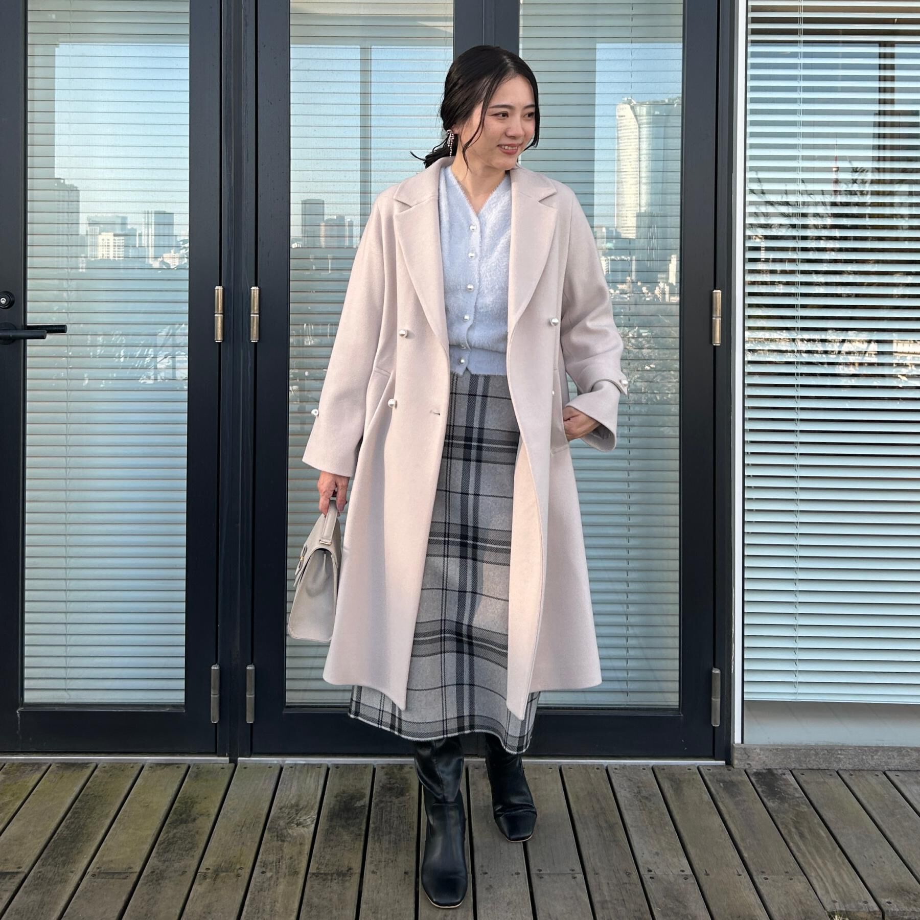 Couture broach「【洗える/微起毛】Iライン チェックスカート」|スカート|