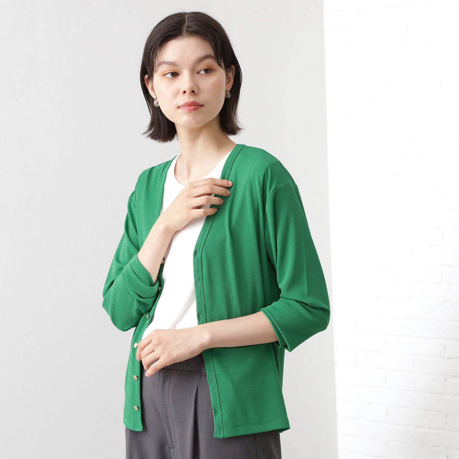 THE SHOP TK「シアーフライスVカーデ」|カーディガン|