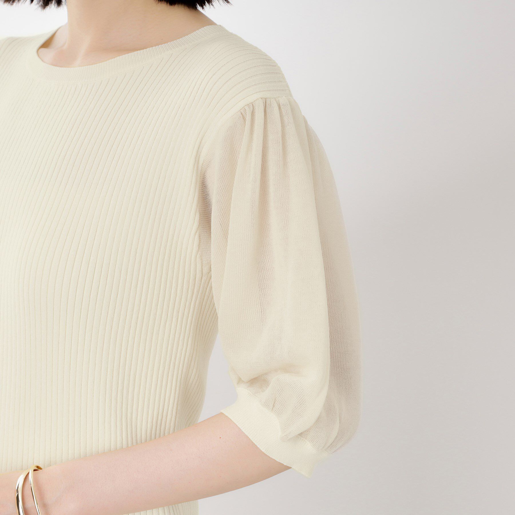 THE SHOP TK「シアーパフ袖ニット【洗濯機OK】」|ニット・セーター|