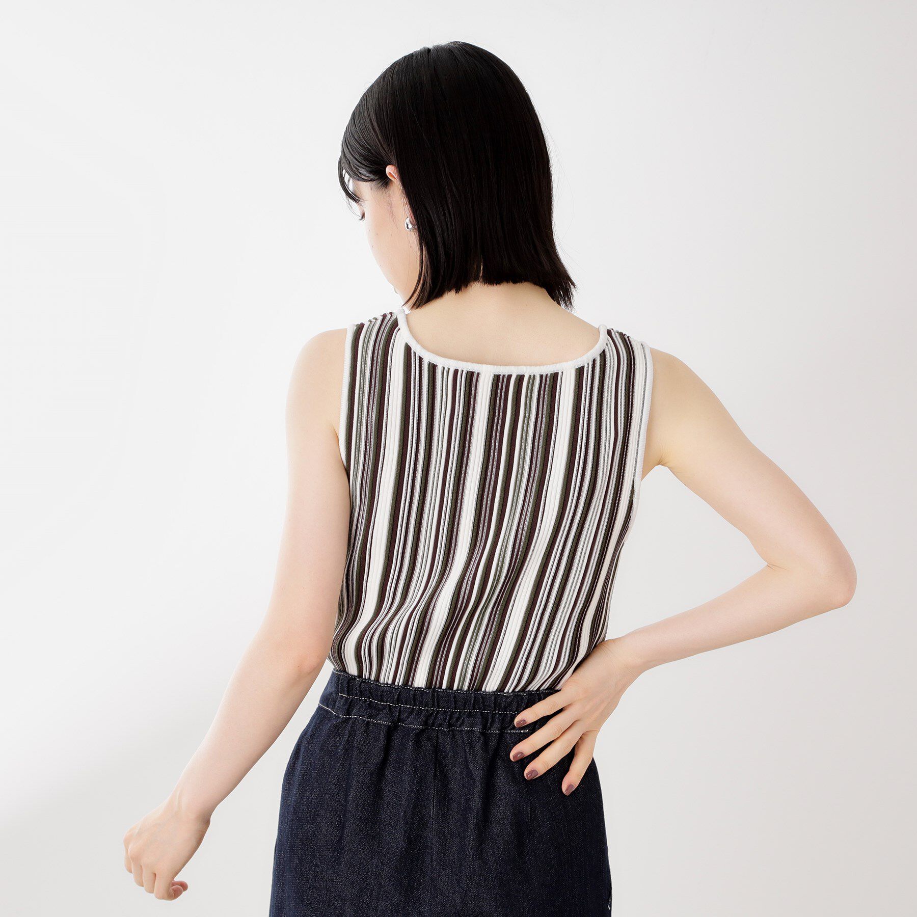 THE SHOP TK「ストライプ柄ニットタンク前後2WAY」|ニット・セーター|