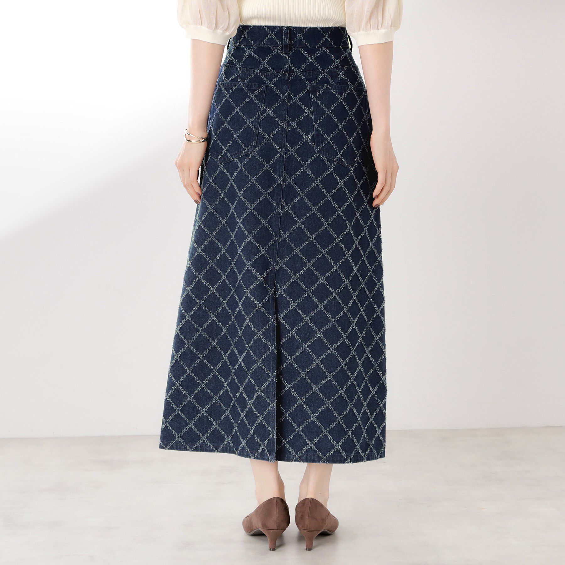 THE SHOP TK「ジャカードデニムロングスカート【洗濯機OK】」|スカート|