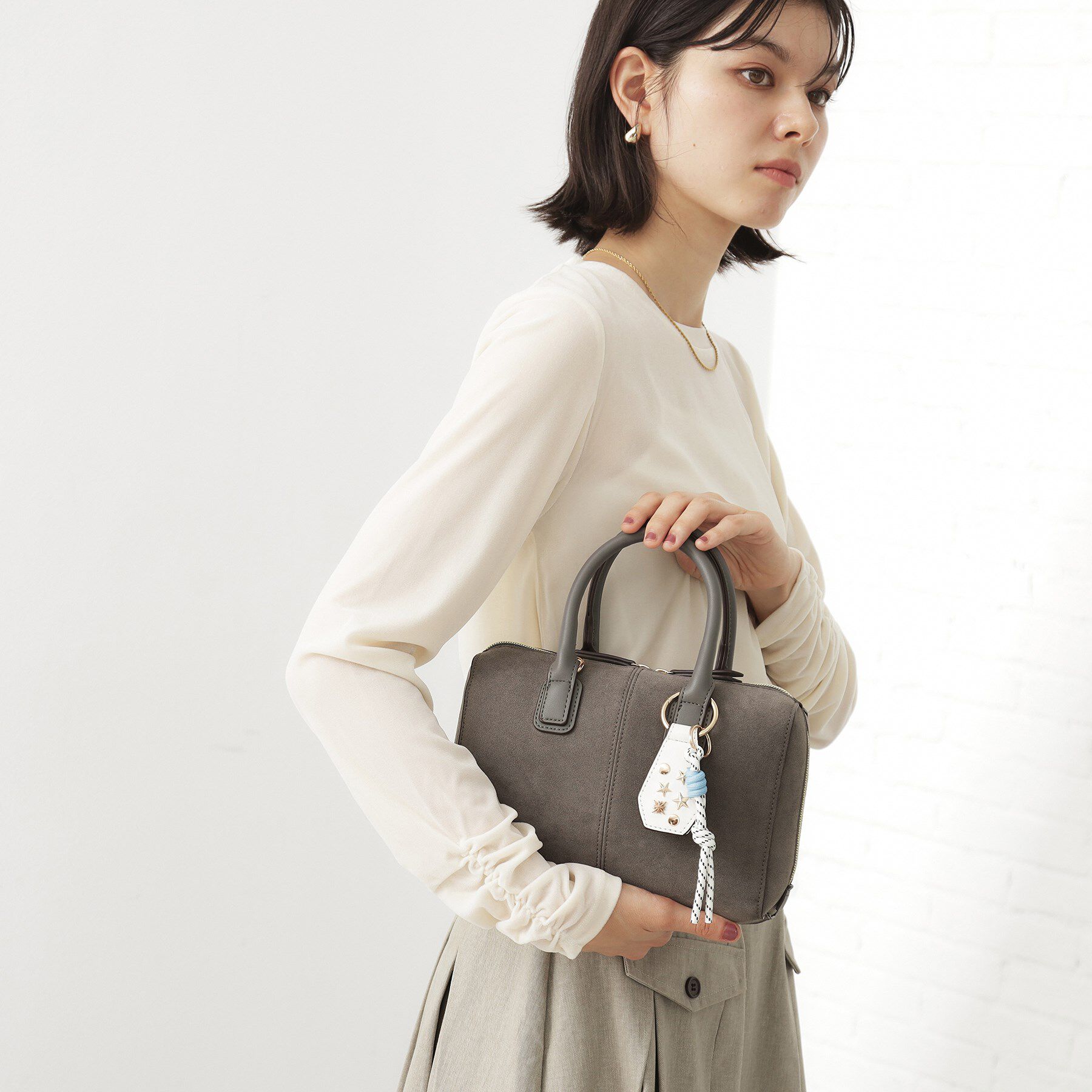 THE SHOP TK「チャーム付きスエードミニボストンバッグ」|ボストンバッグ|スミクロ(018)