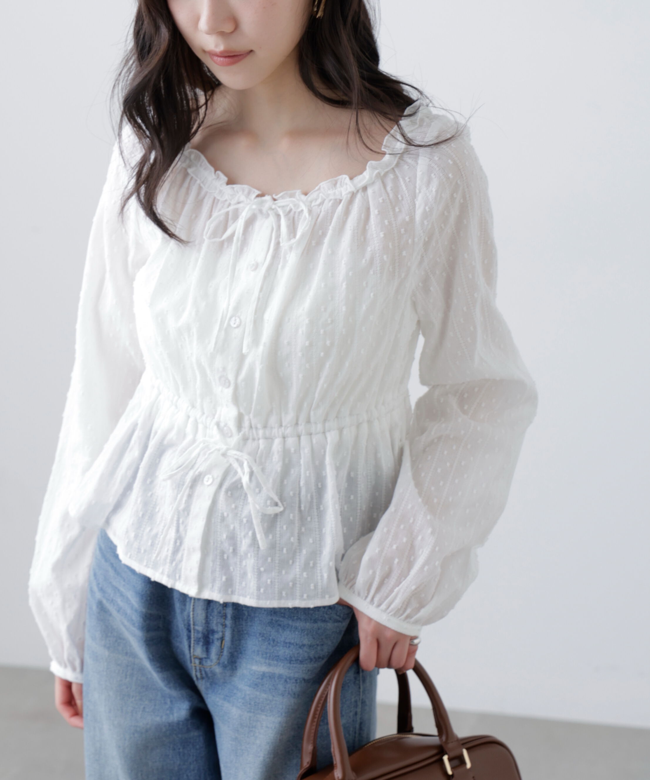  「コットンレースペプラムブラウス」|シャツ・ブラウス|