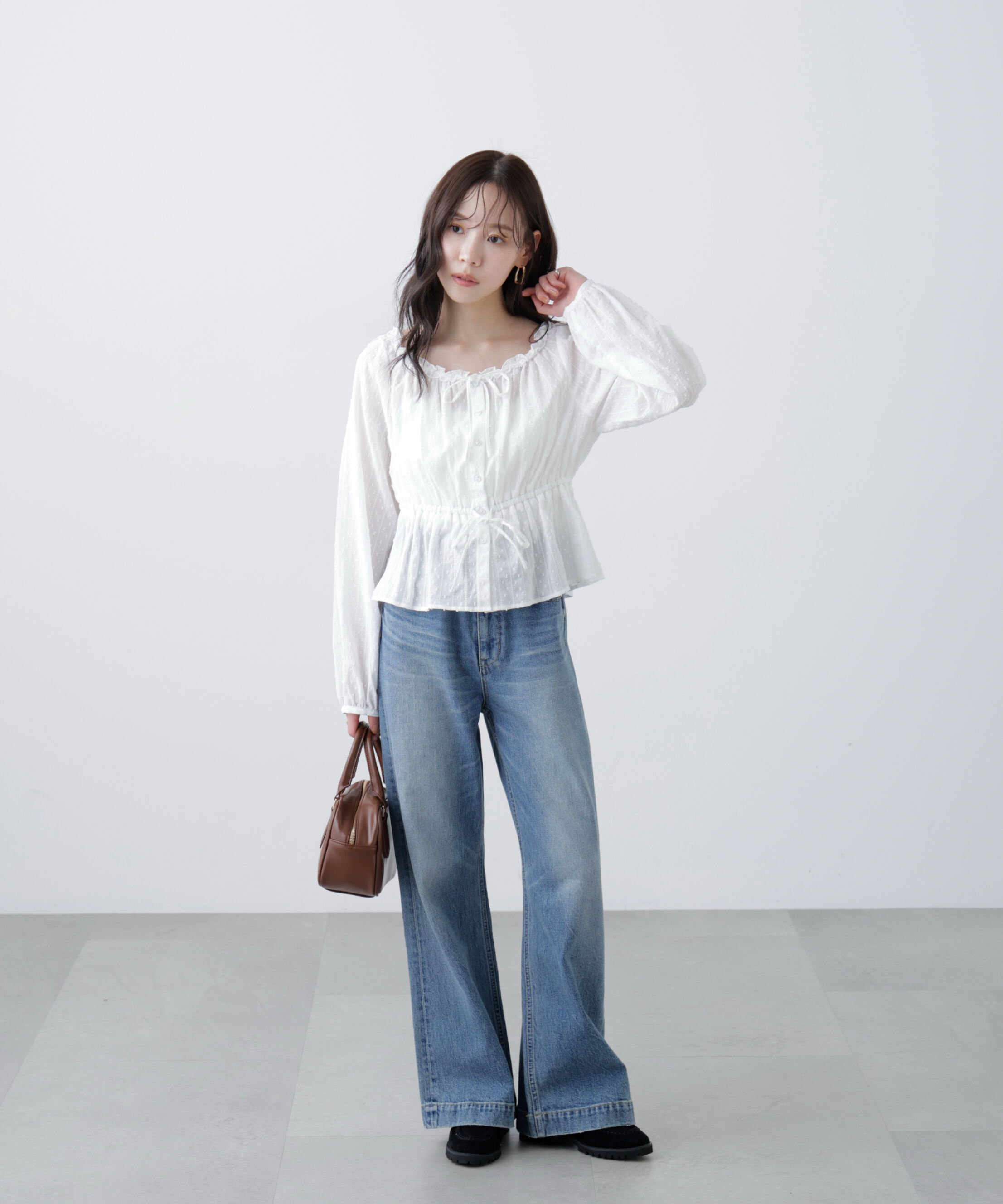  「コットンレースペプラムブラウス」|シャツ・ブラウス|