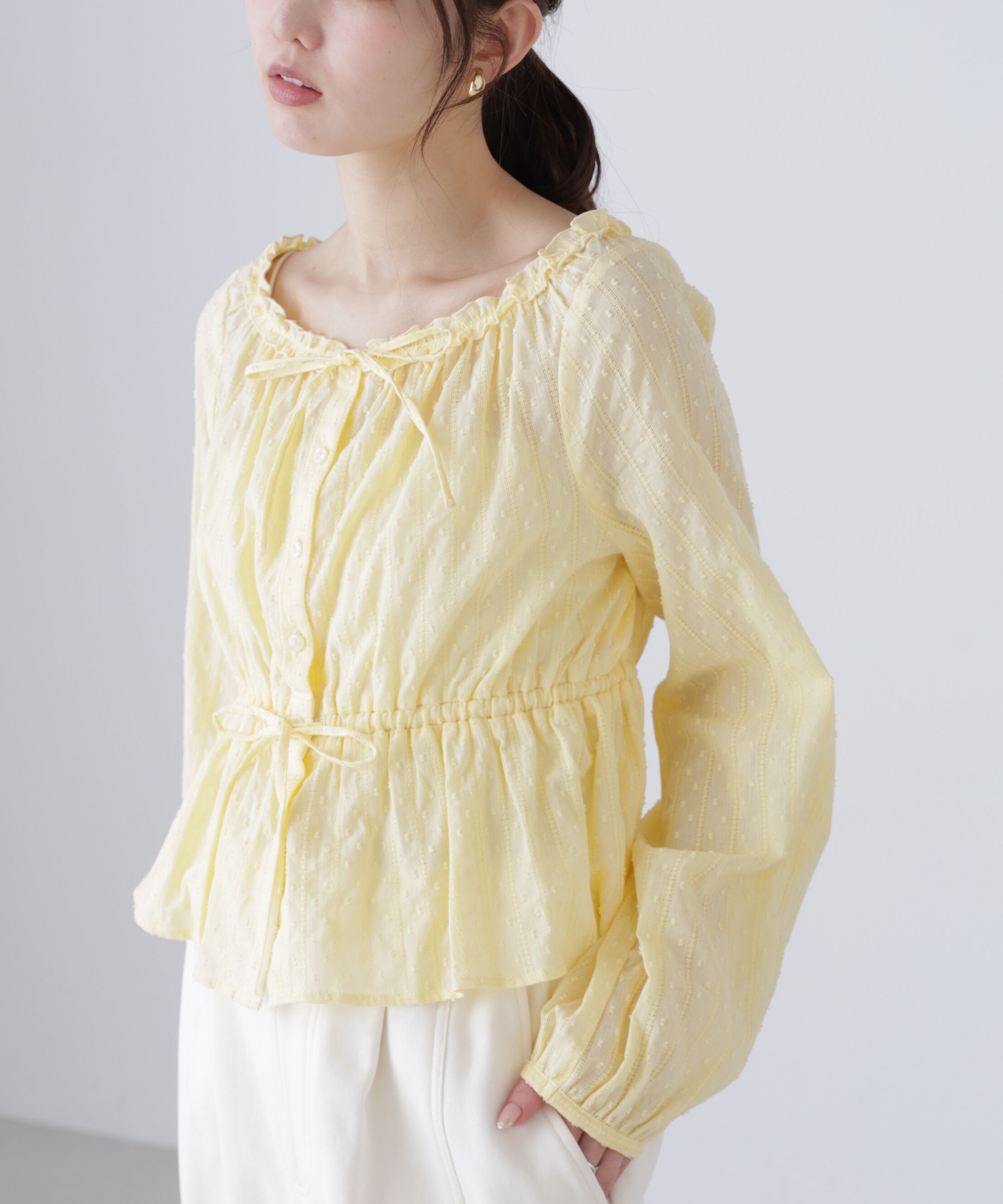  「コットンレースペプラムブラウス」|シャツ・ブラウス|