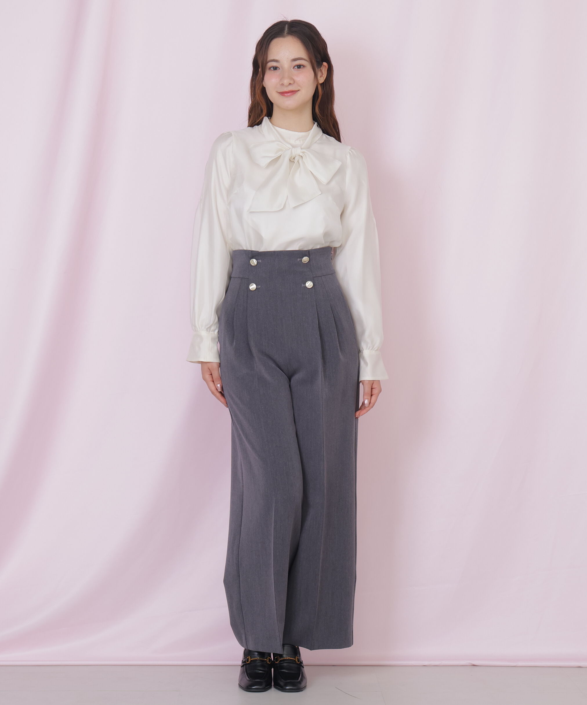  「袖タックシアーボウタイブラウス」|シャツ・ブラウス|