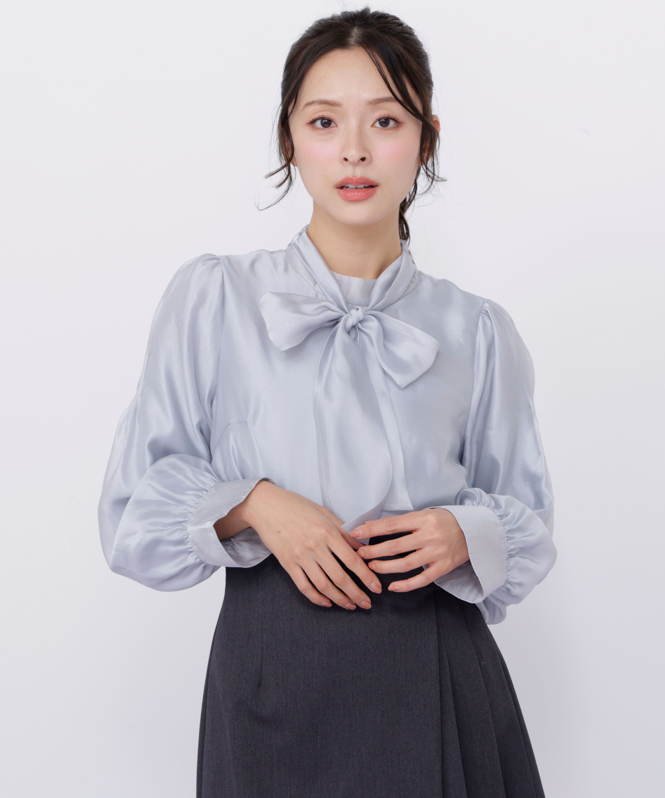  「袖タックシアーボウタイブラウス」|シャツ・ブラウス|