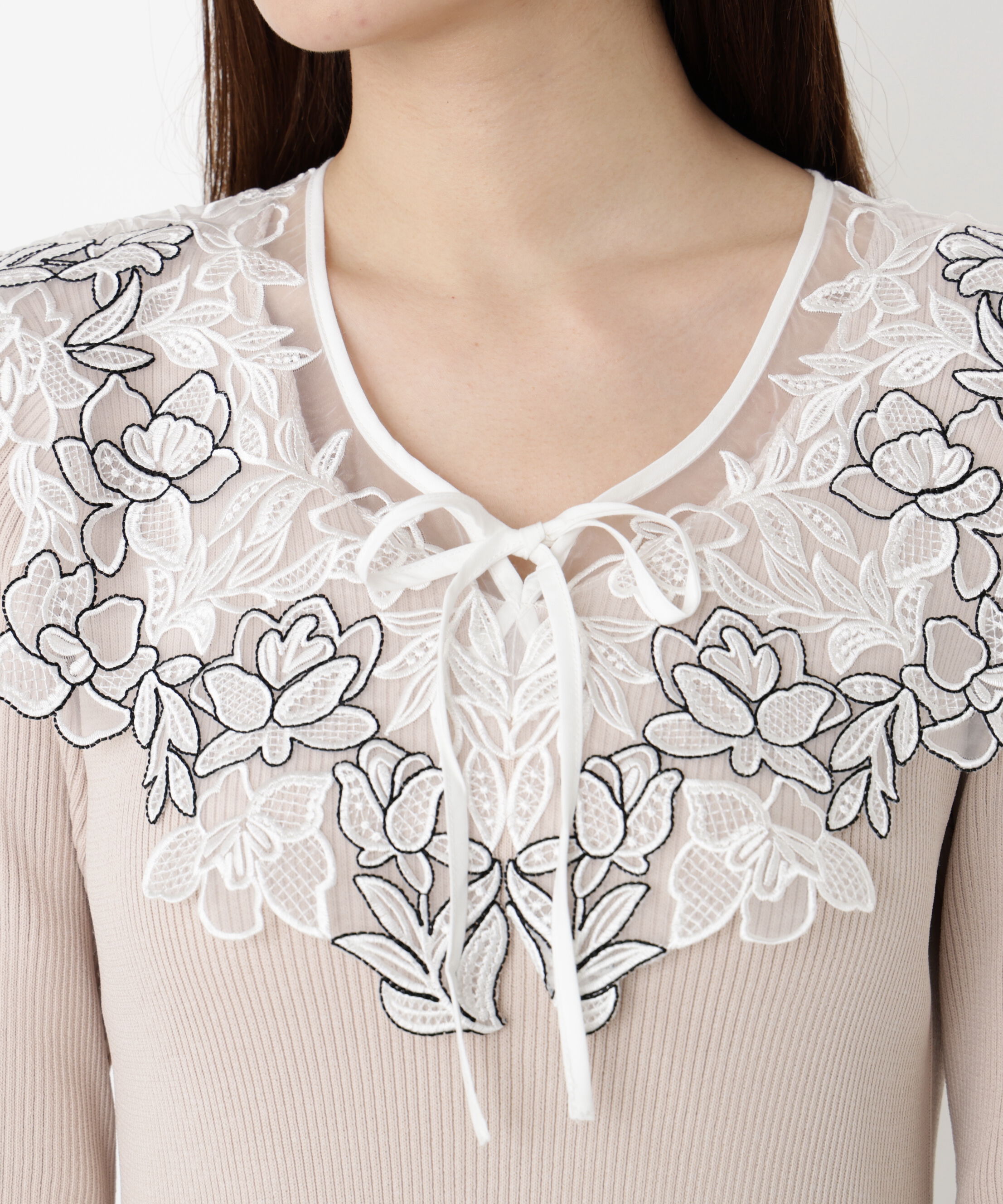 PROPORTION BODY DRESSING「ケープ風レース付きニットワンピース 25AW」|ワンピース|