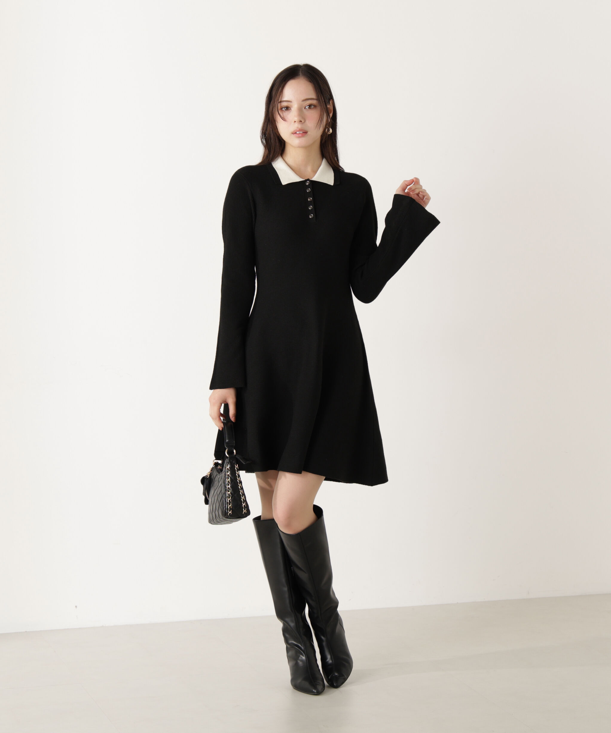 PROPORTION BODY DRESSING「《EDIT COLOGNE》ポロミニニットワンピース」|ワンピース|