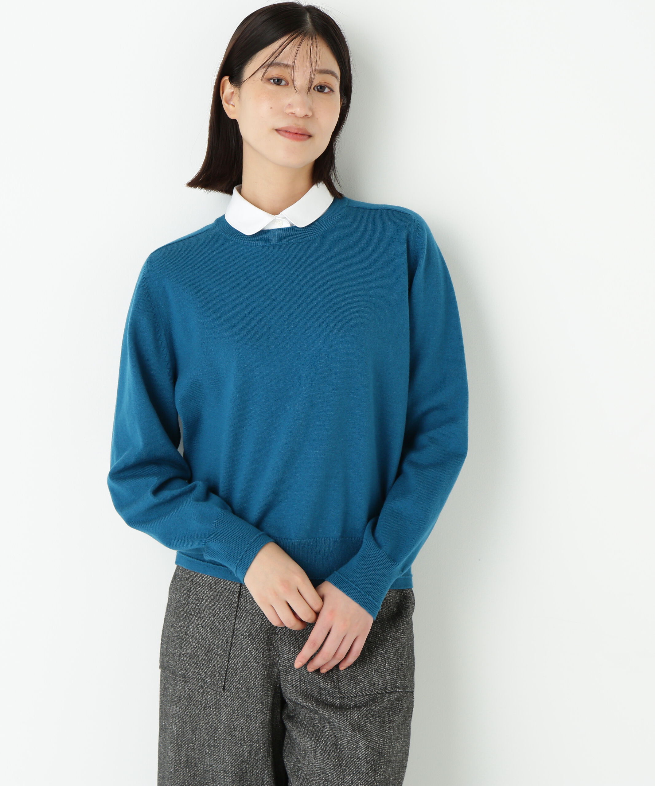  「◆ウールコットンシャツカラーニット」|ニット・セーター|