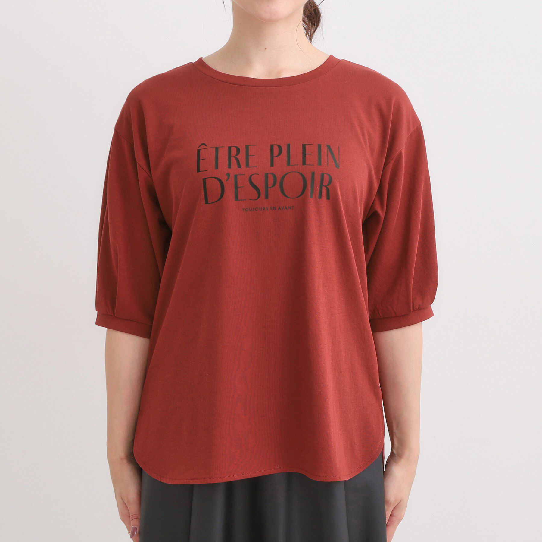 SHOO･LA･RUE「【ひんやり/S-LL】大人の五分袖プリントTシャツ」|Tシャツ・カットソー|