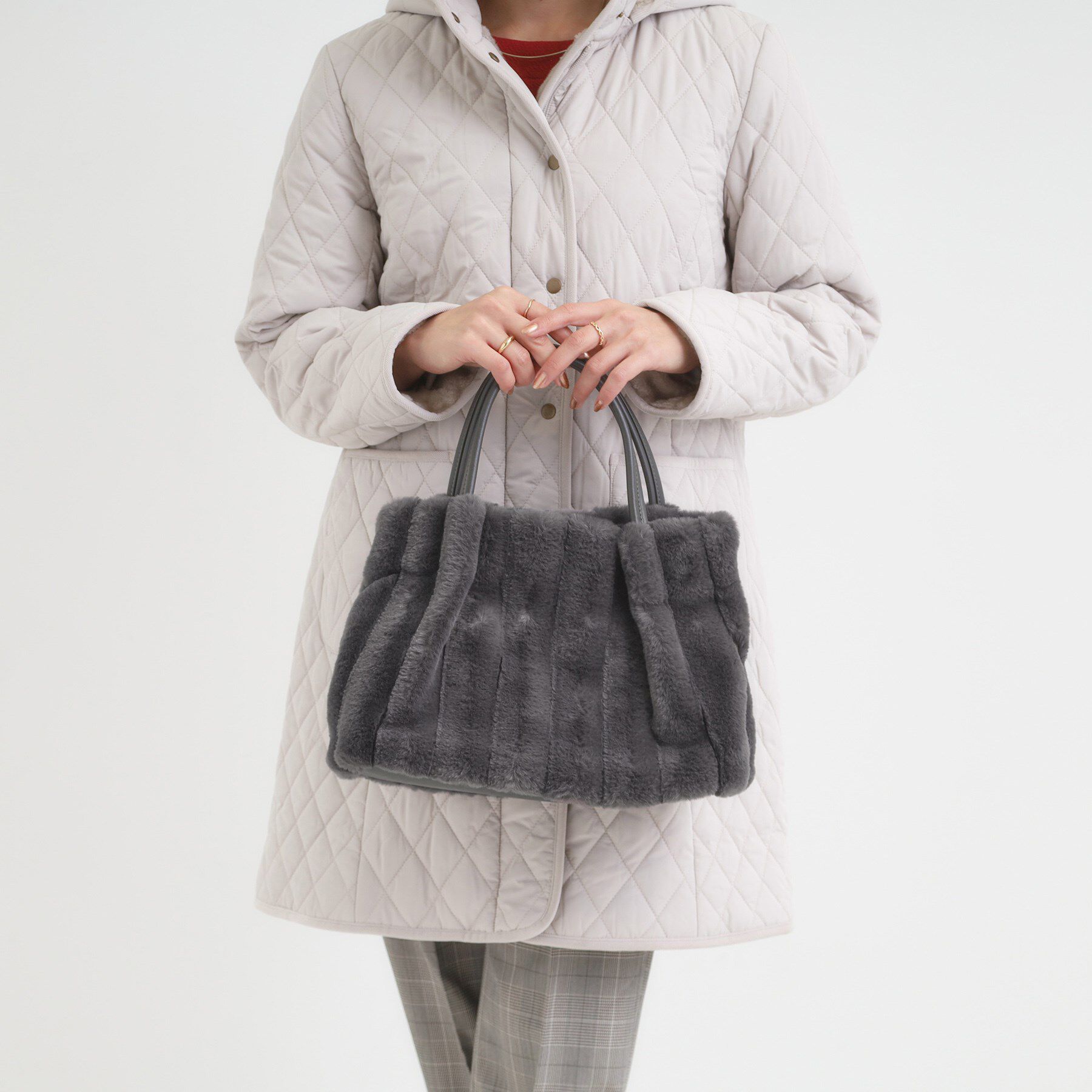 SHOO･LA･RUE「【高レビュー/2WAY】きれい見えで上品な ストライプファートートバッグ」|トートバッグ|