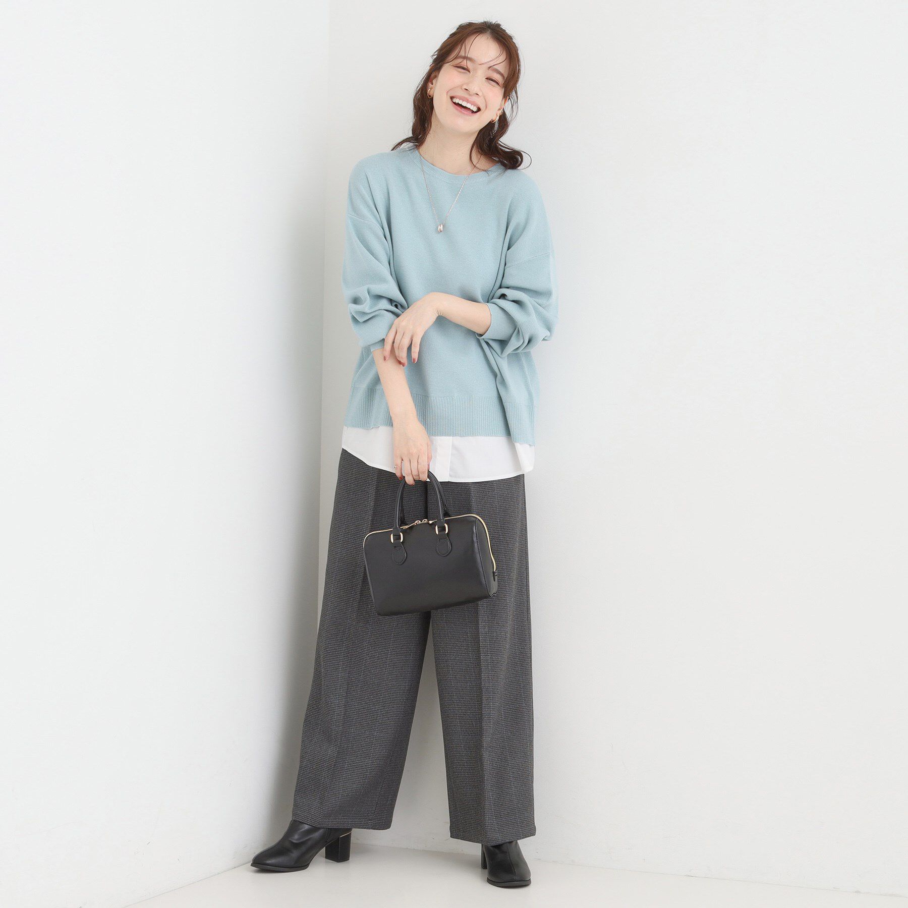 SHOO･LA･RUE「【洗濯機可/毛玉になりにくい】一枚で簡単こなれ見え 裾フェイクレイヤード風ニット」|ニット・セーター|