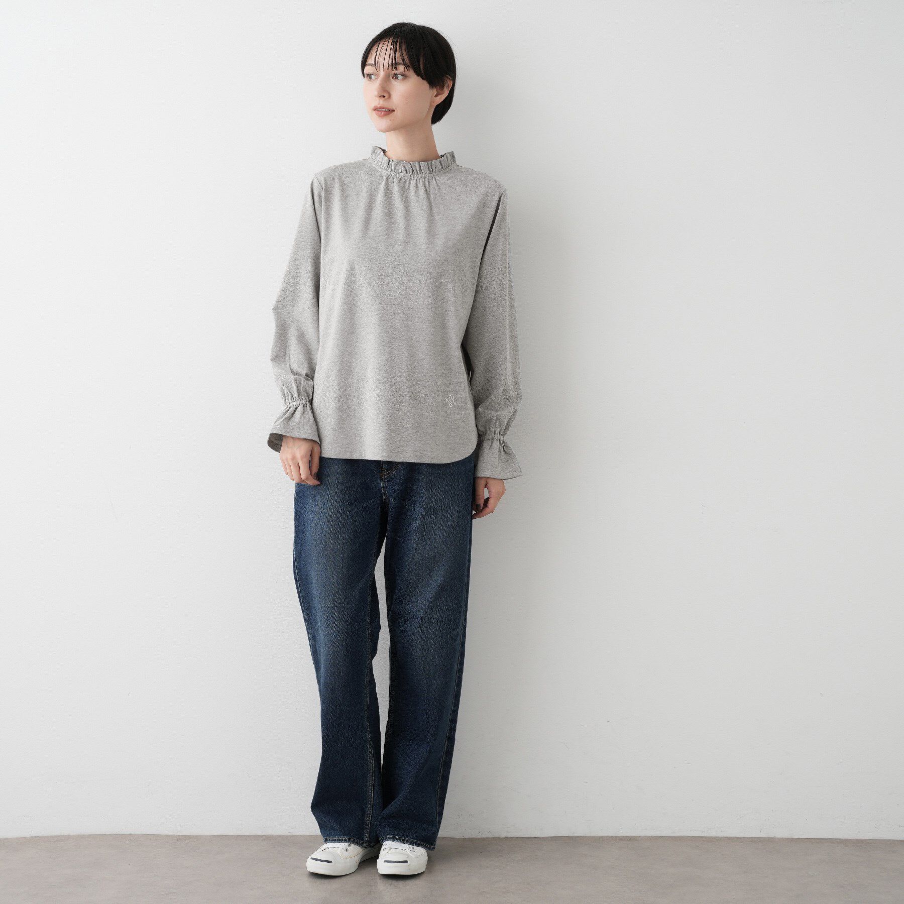 Dessin「【選べる首元デザイン/洗える】ネックフリルロングカットソー」|Tシャツ・カットソー|