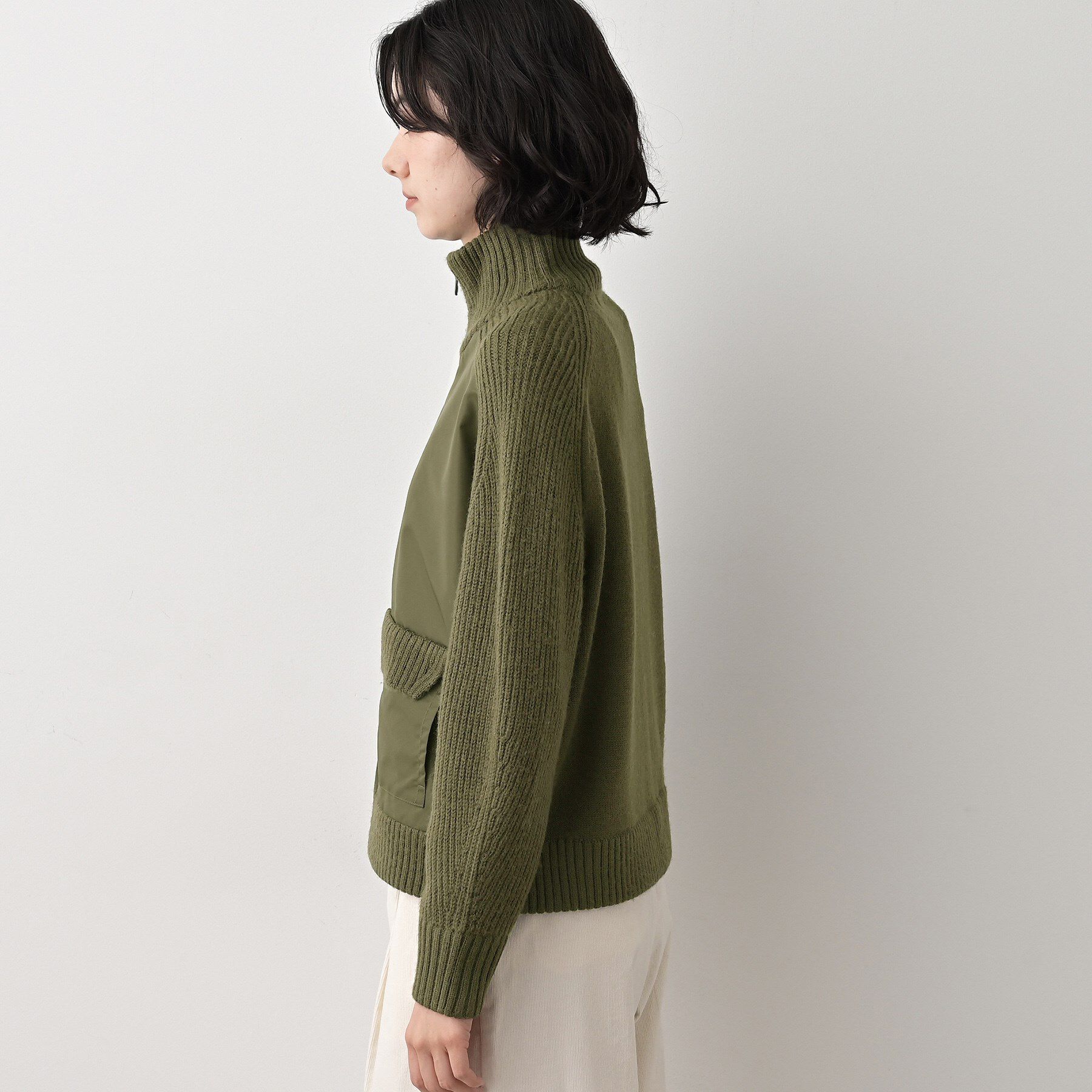 Dessin「【洗える】異素材ミックスジップブルゾン」|ブルゾン・スタジャン|