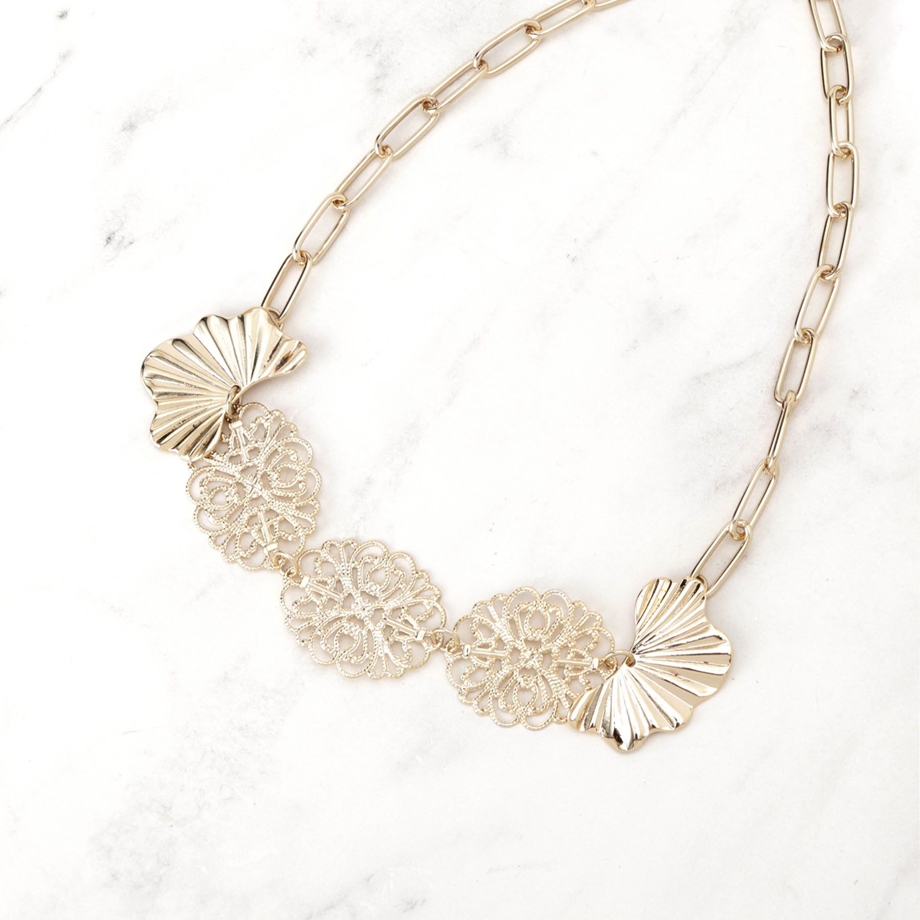 SunaUna「【透かし柄】フラワーモチーフネックレス」|ネックレス|ゴールド(007)