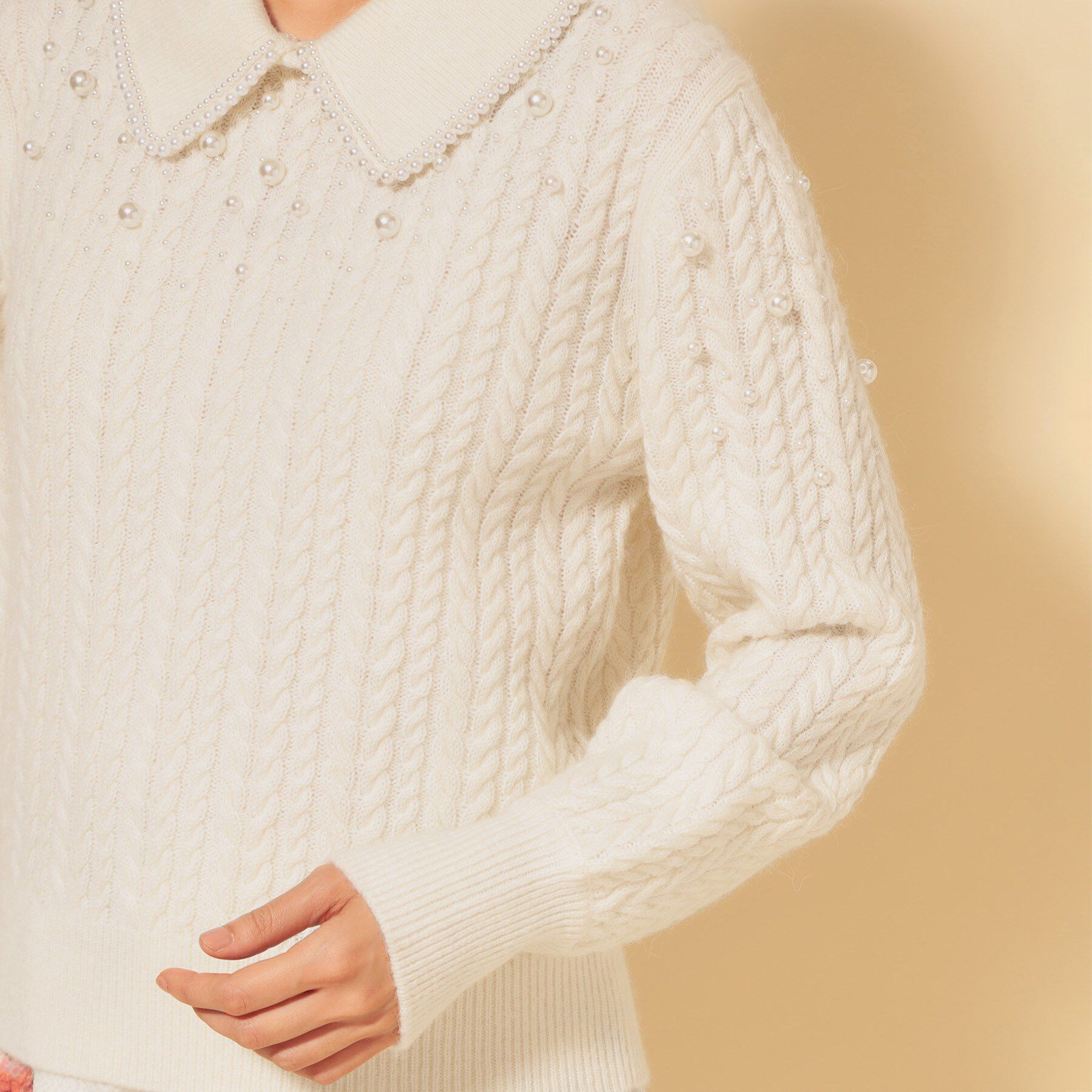 SunaUna「【COLLECTION LINE】衿付きパール調ニット」|ニット・セーター|