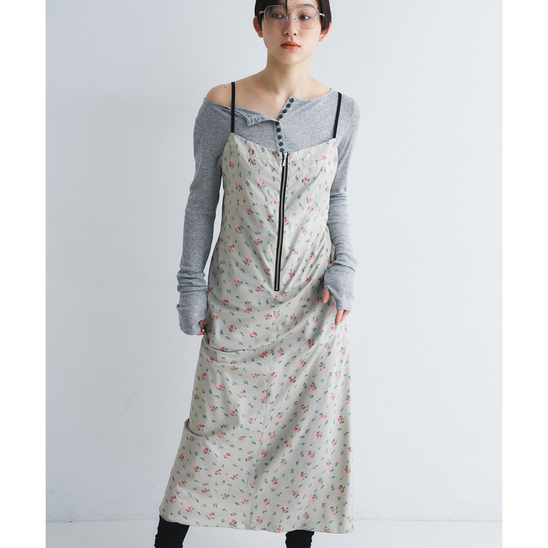 CODE A「flower cami dress」|ワンピース|グレー(112)